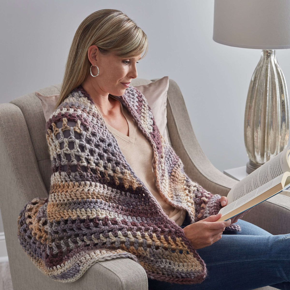 Crochet Shawl made in Red Heart Evermore Yarn