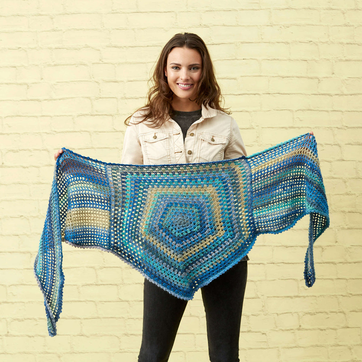 Crochet Shawl made in Red Heart Boutique Yarn