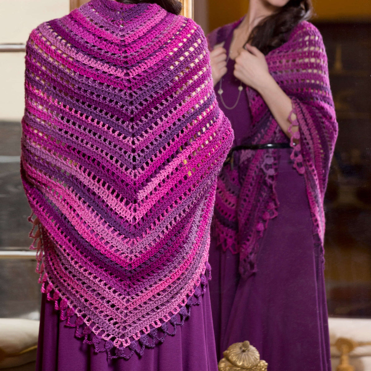 Crochet Shawl made in Red Heart Boutique Yarn