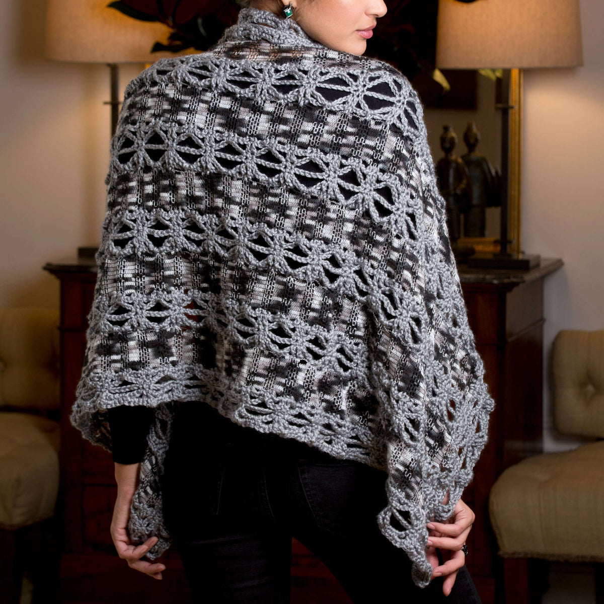 Crochet Shawl made in Red Heart Soft Yarn
