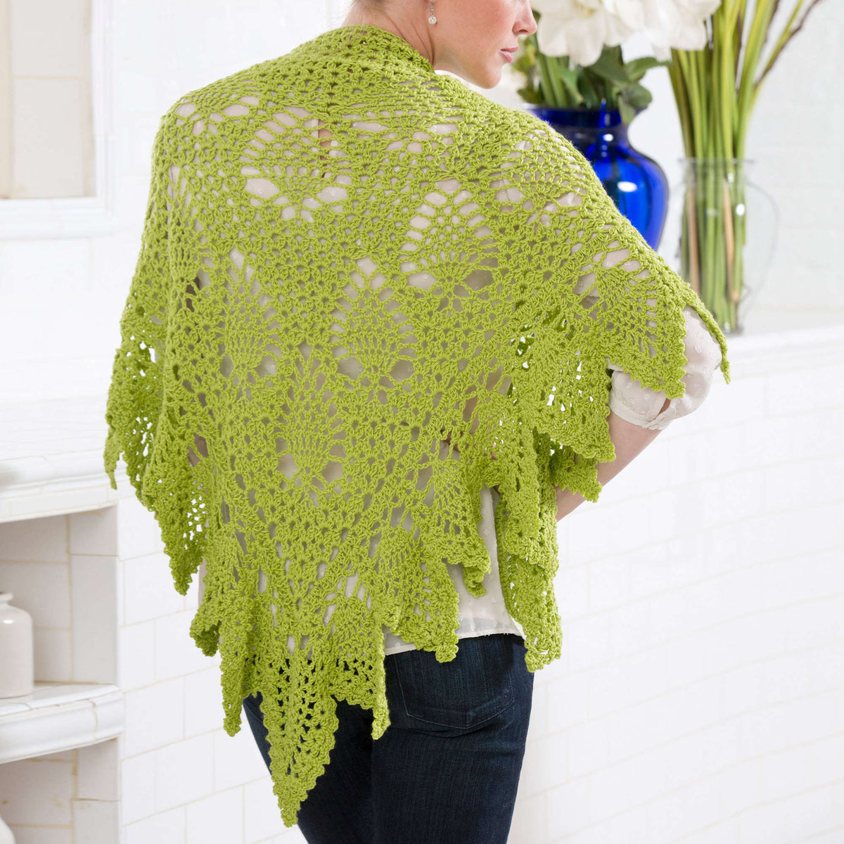 Crochet Shawl made in Red Heart Luster Sheen Yarn