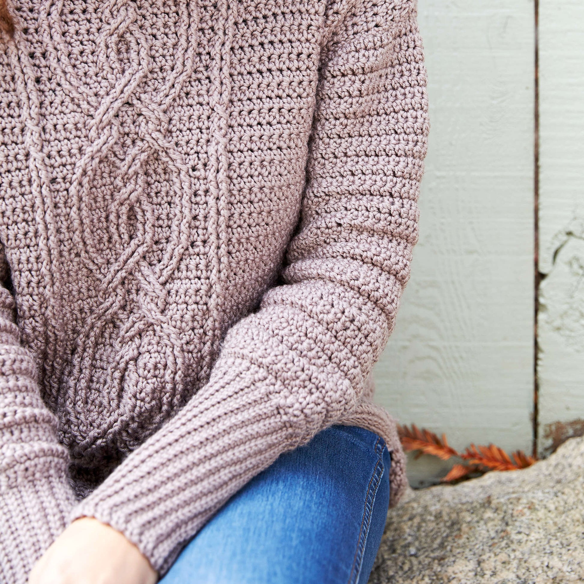 Free Red Heart Entwined Chic Cable Sweater Pattern