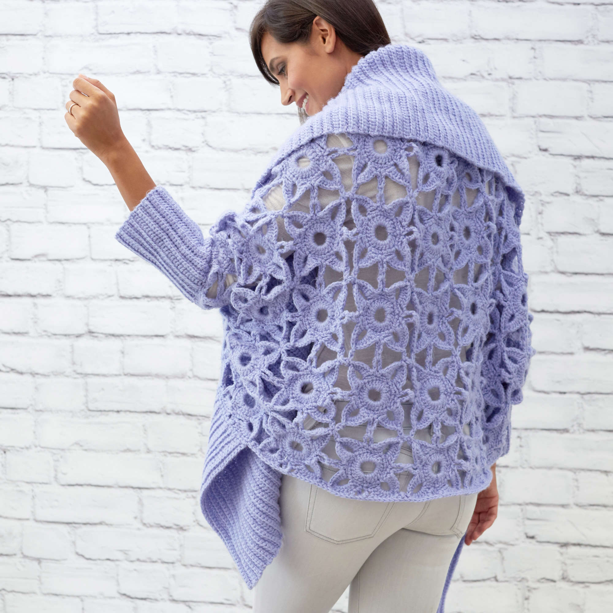 Free Experienced Red Heart Granny Lace Cardigan Crochet Pattern