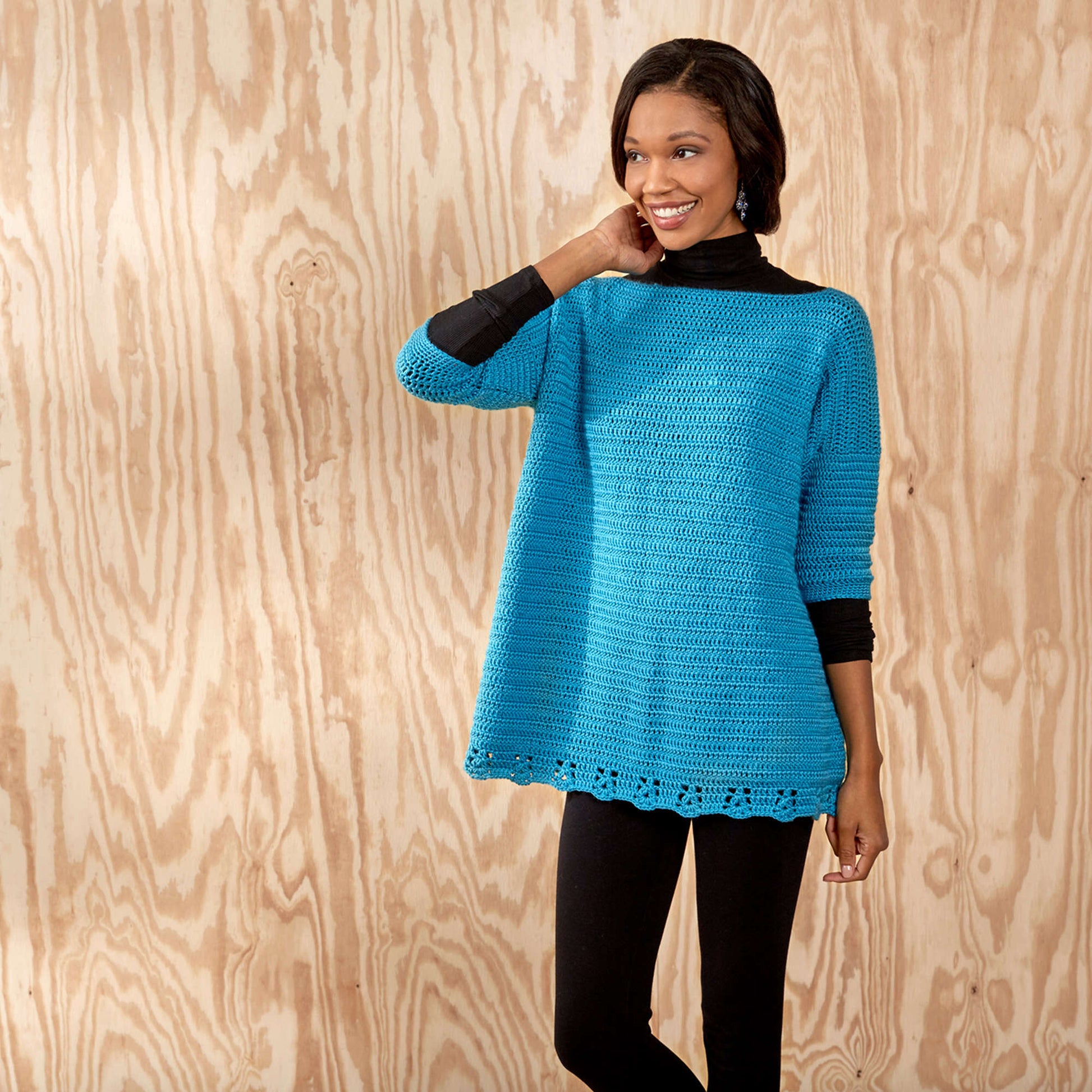 Free Red Heart Relax-and-Unwind Sweater Crochet Pattern