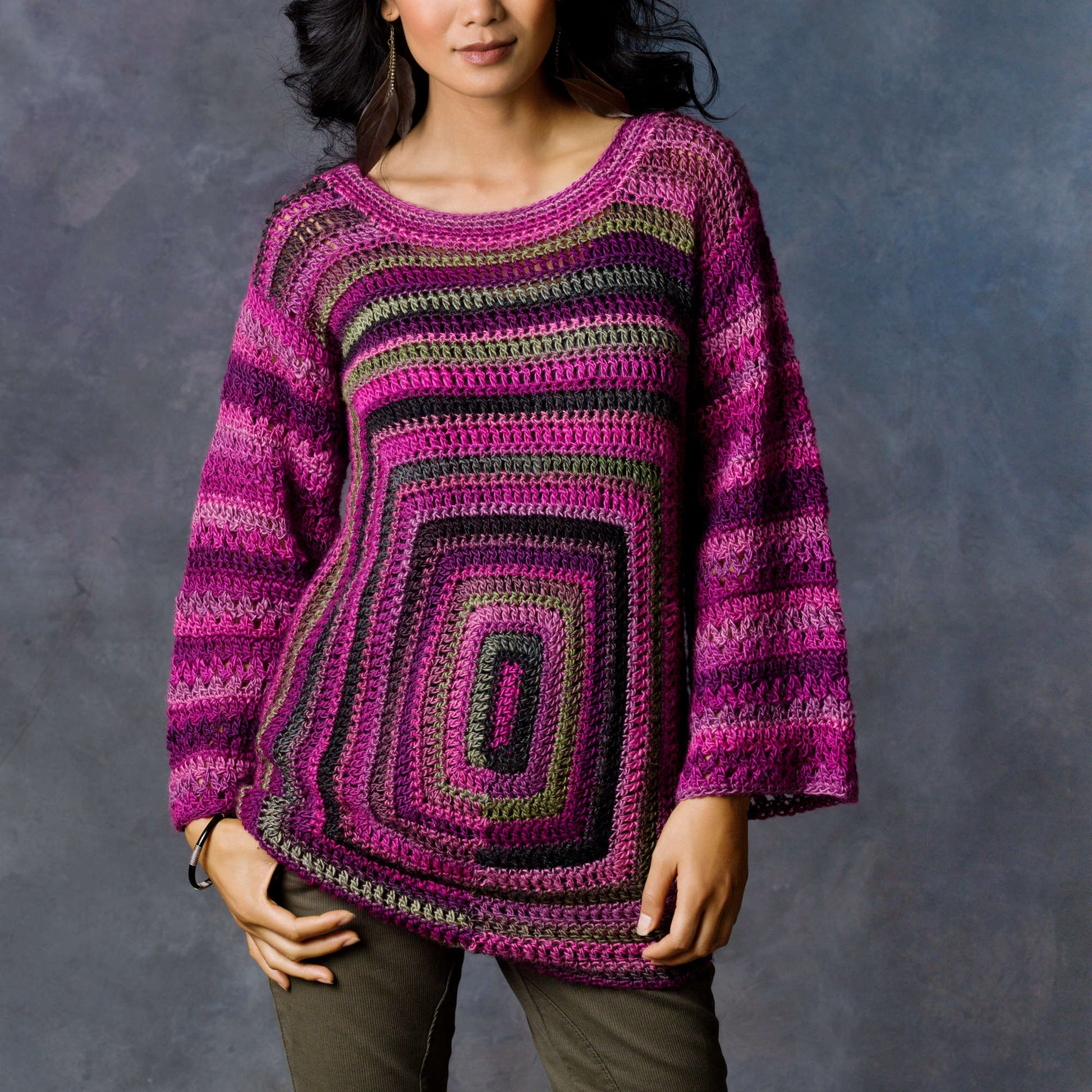 Free Red Heart Square Deal Sweater Crochet Pattern