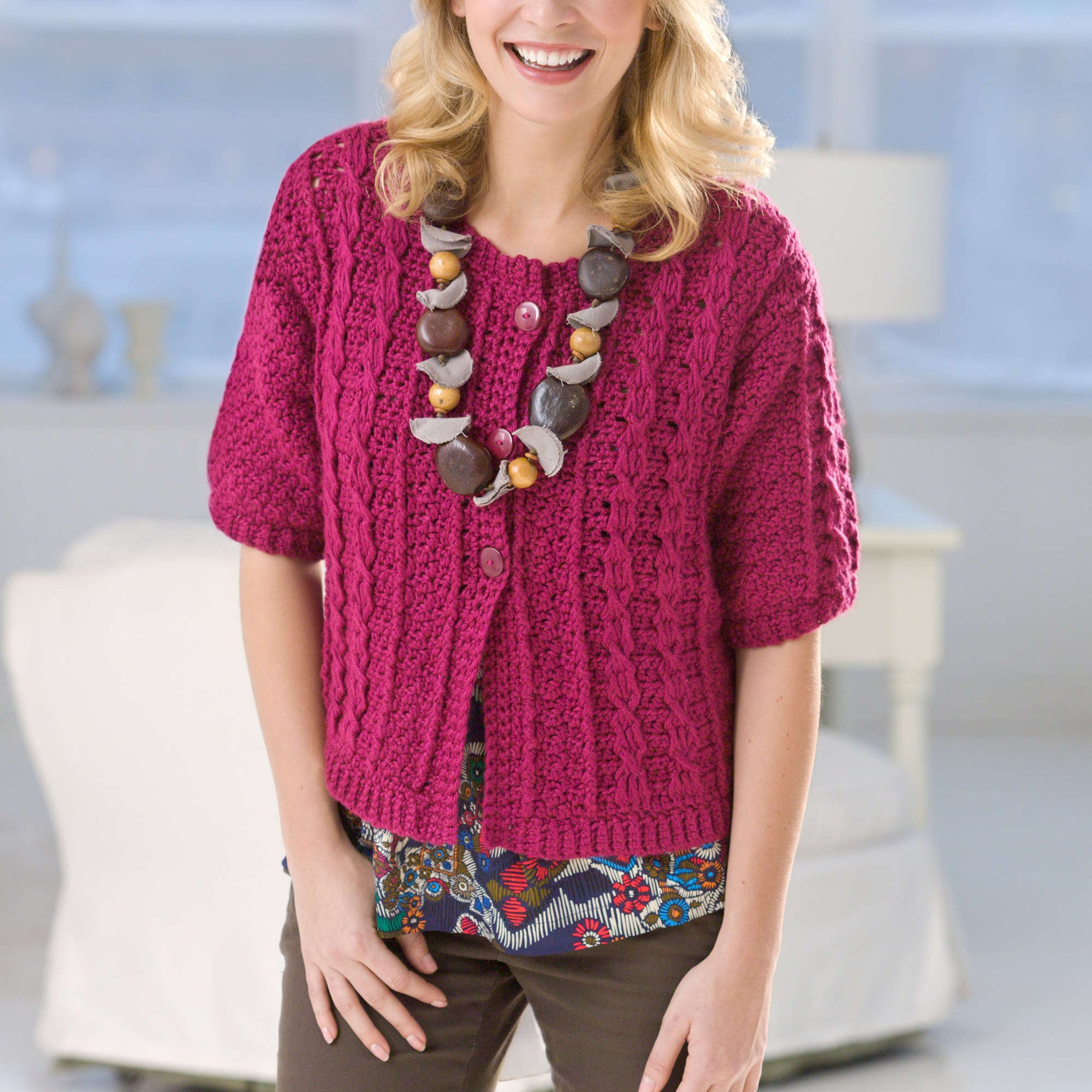 Free Red Heart Crochet Cable Cardi Pattern
