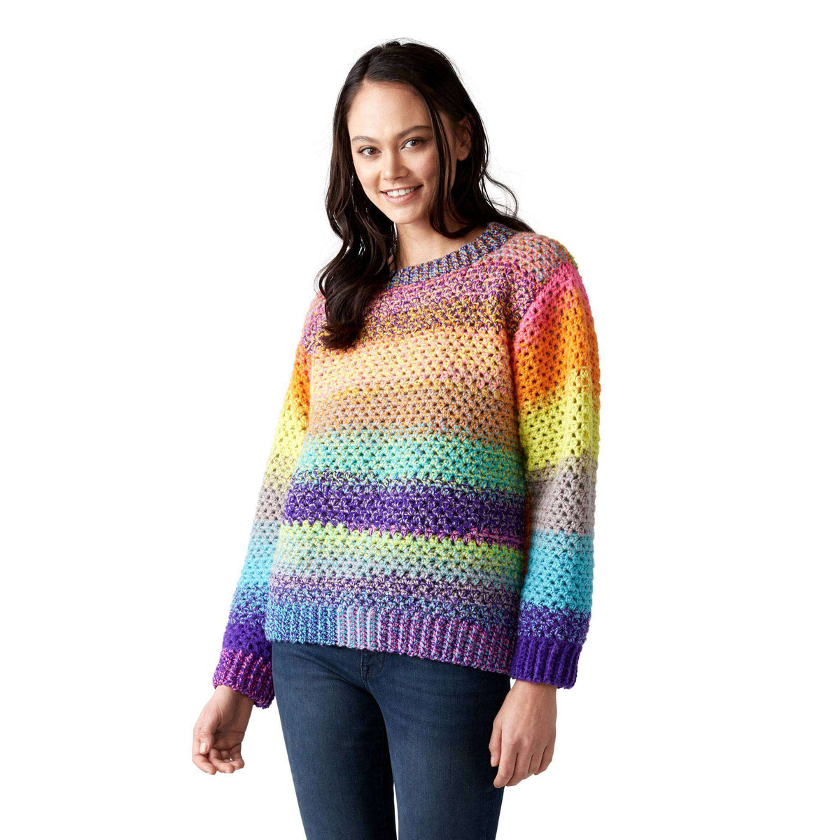 Crochet Sweater made in Red Heart Roll With It Tweed yarn