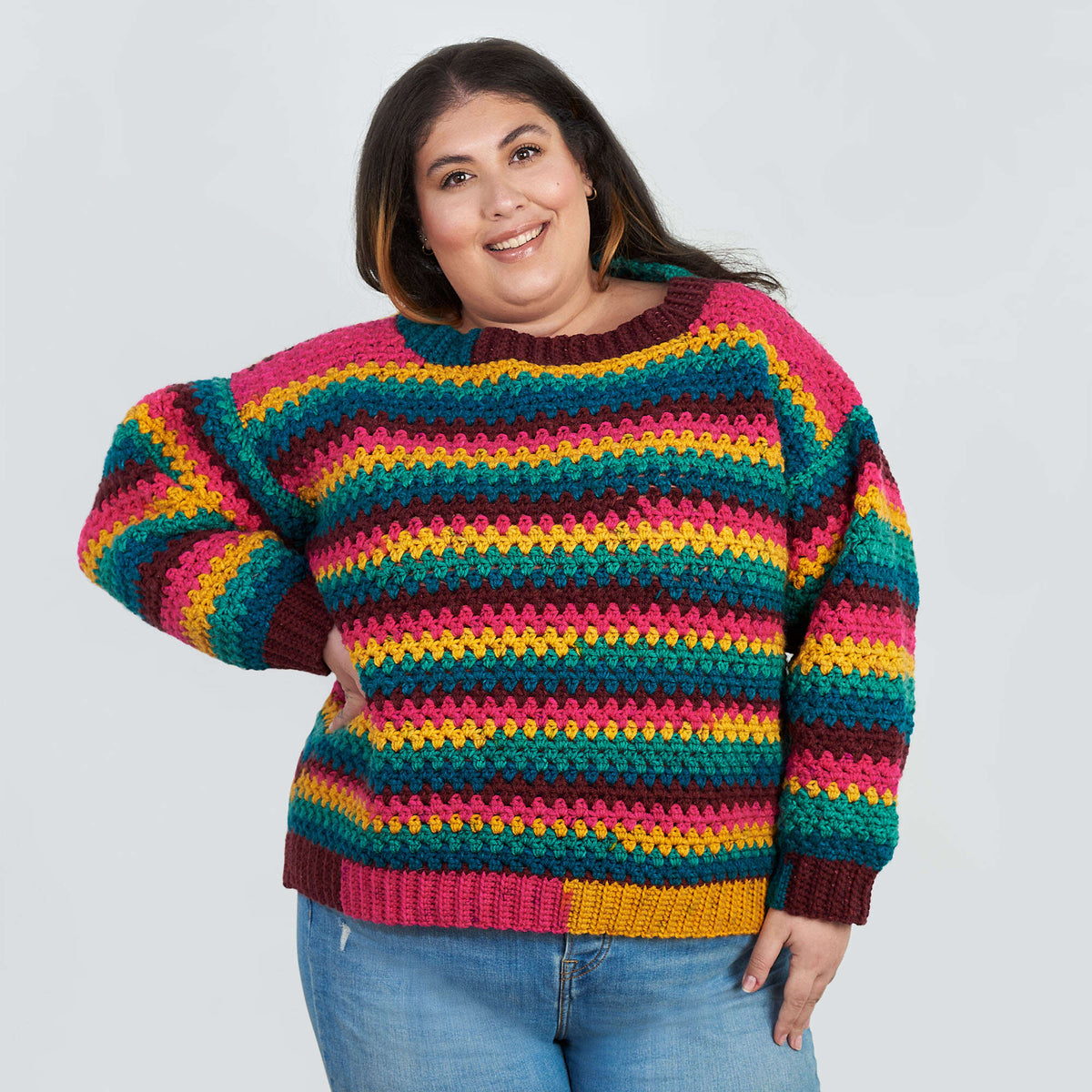 Crochet Sweater made in Red Heart Super Saver O'Go yarn