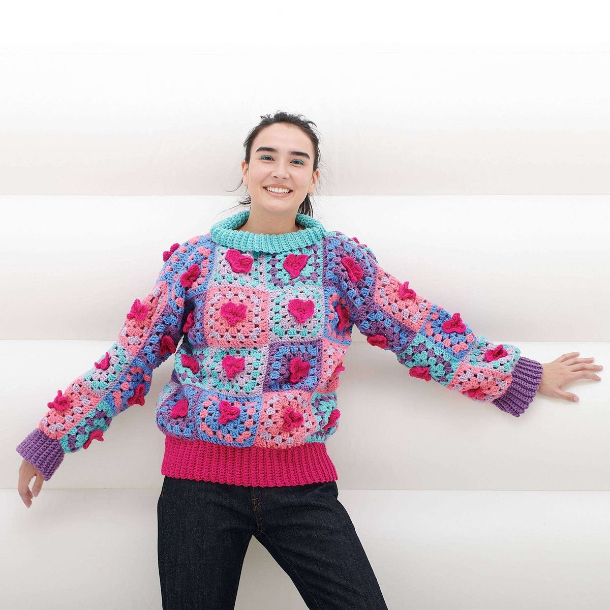 Crochet Sweater made in Red Heart Super Saver yarn