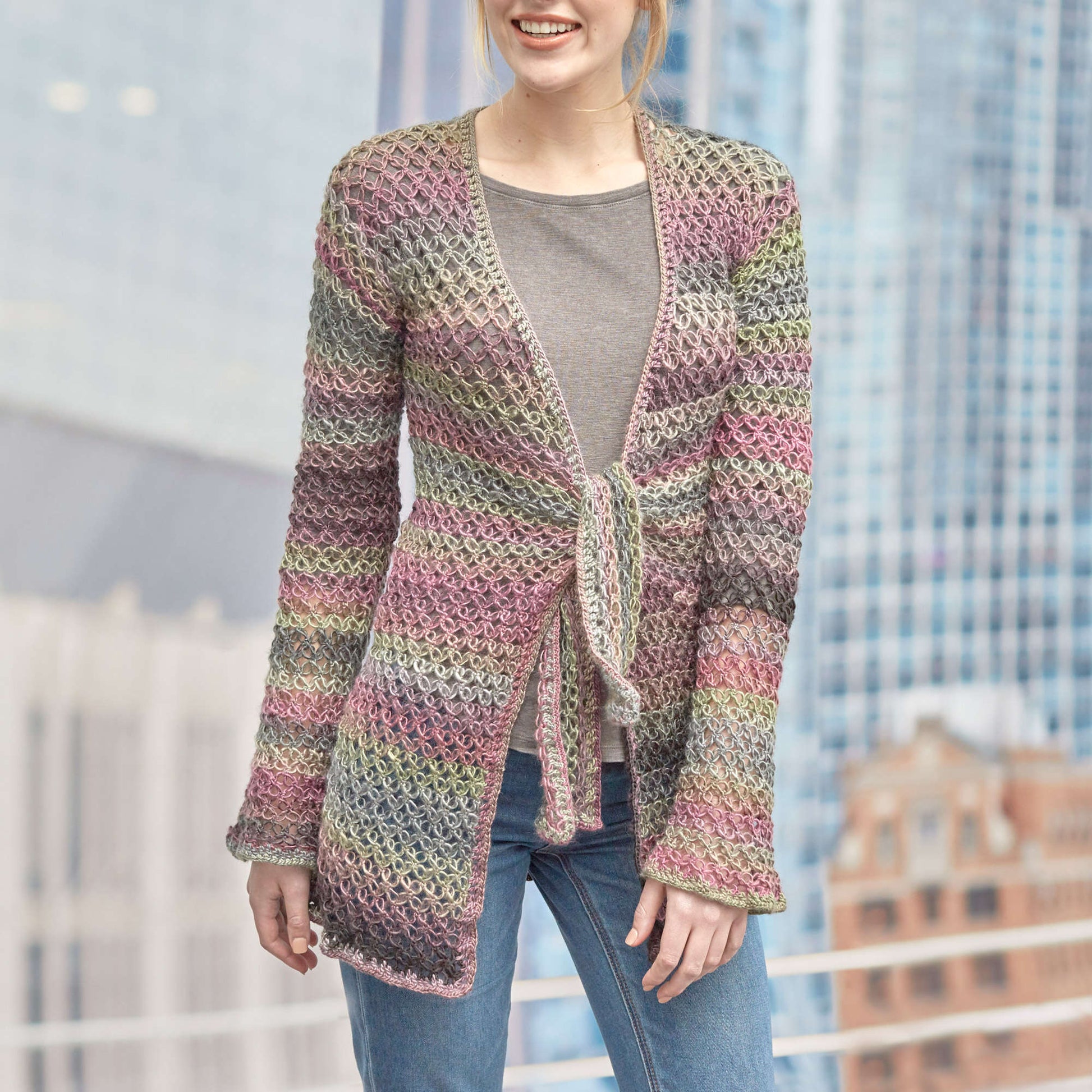 Free Red Heart Tie-Front Lover's Knot Jacket Pattern