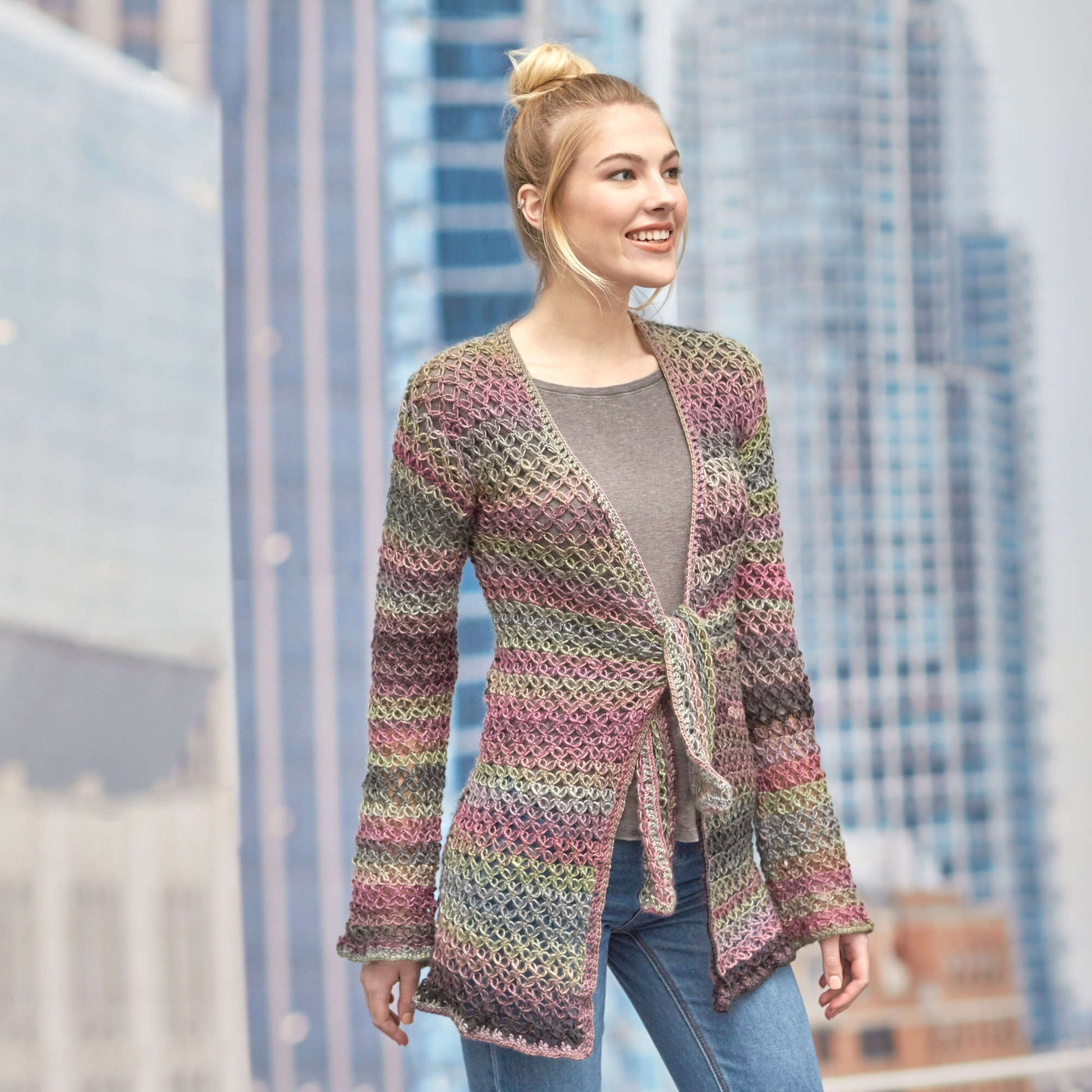 Free Red Heart Tie-Front Lover's Knot Jacket Pattern