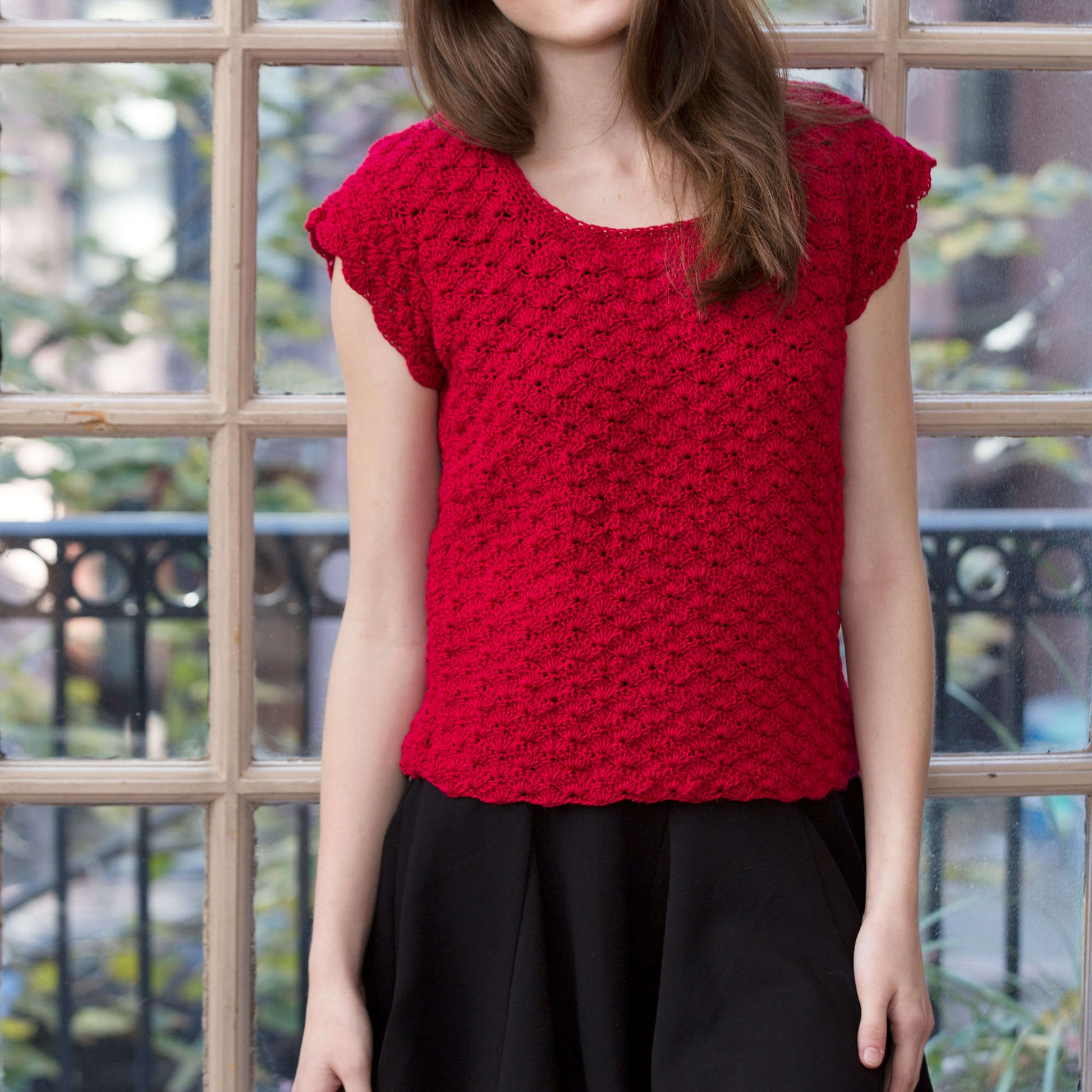 Free Red Heart Shell Stitch Top Pattern