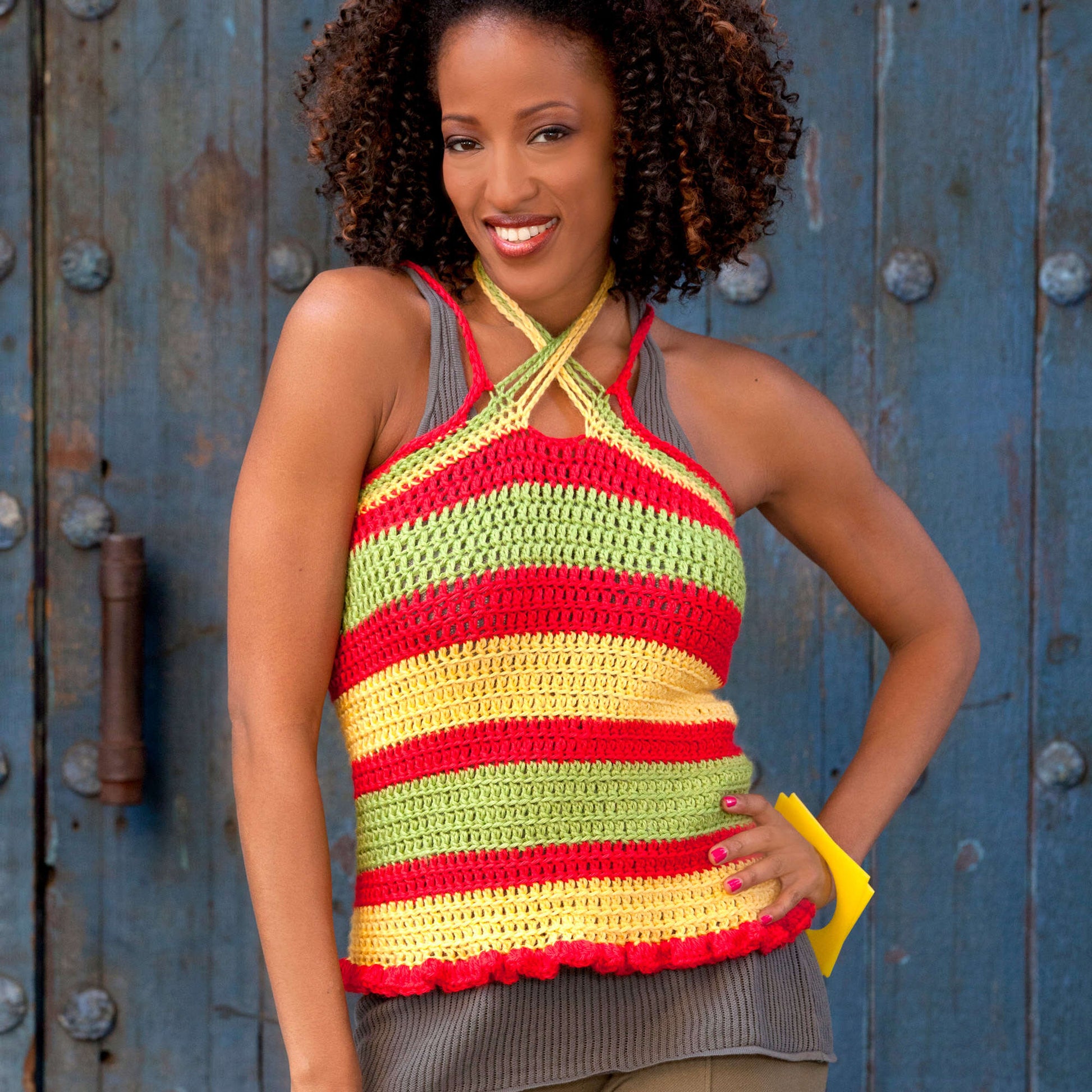 Free Red Heart Summer Striped Top Pattern
