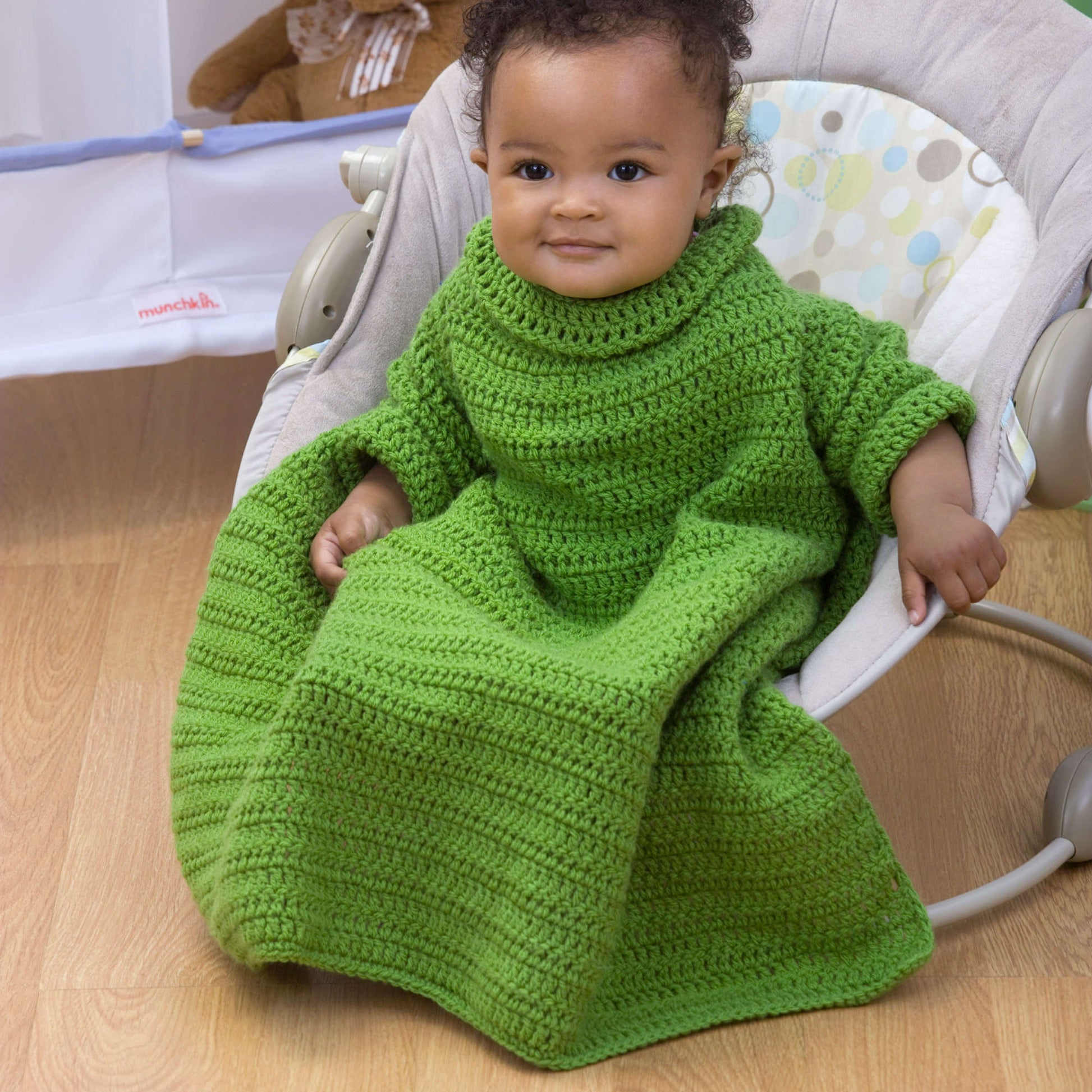 Free Red Heart Crochet Baby Snuggle Up With Sleeves Pattern
