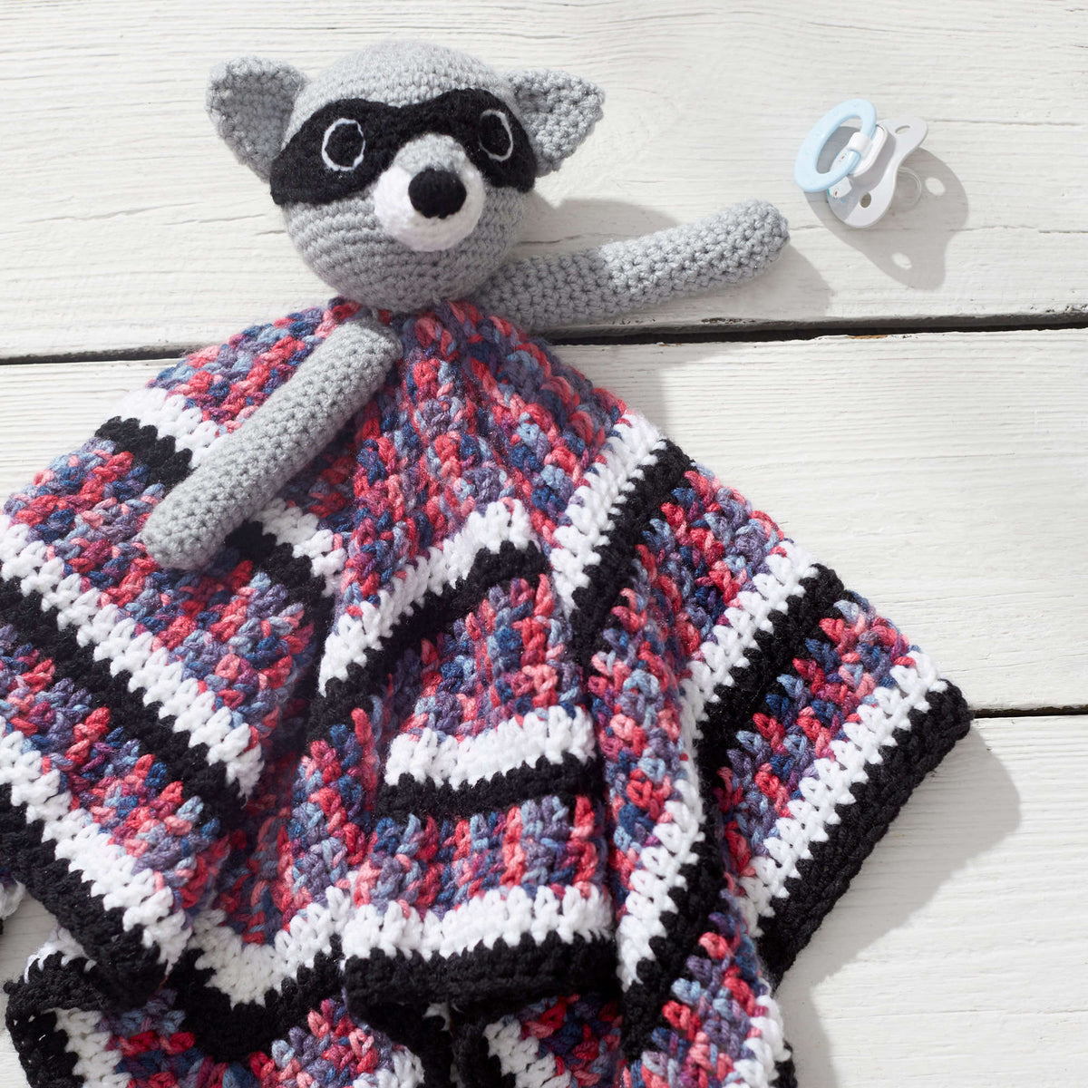 Crochet RaccoonLovey made in Red Heart Baby Hugs Medium Yarn