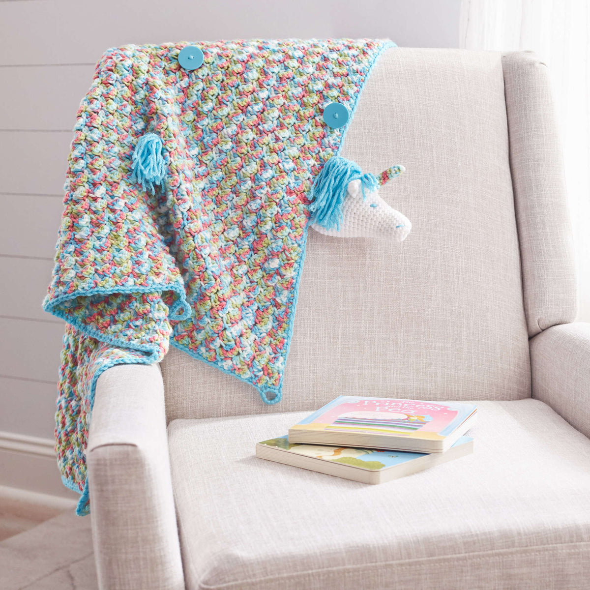 Crochet Blanket made in Red Heart Baby Hugs Medium Yarn