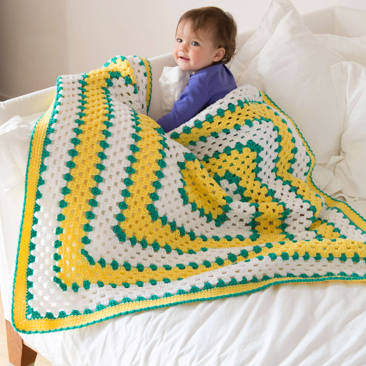 Crochet Blanket made in Red Heart Baby Hugs Medium Yarn
