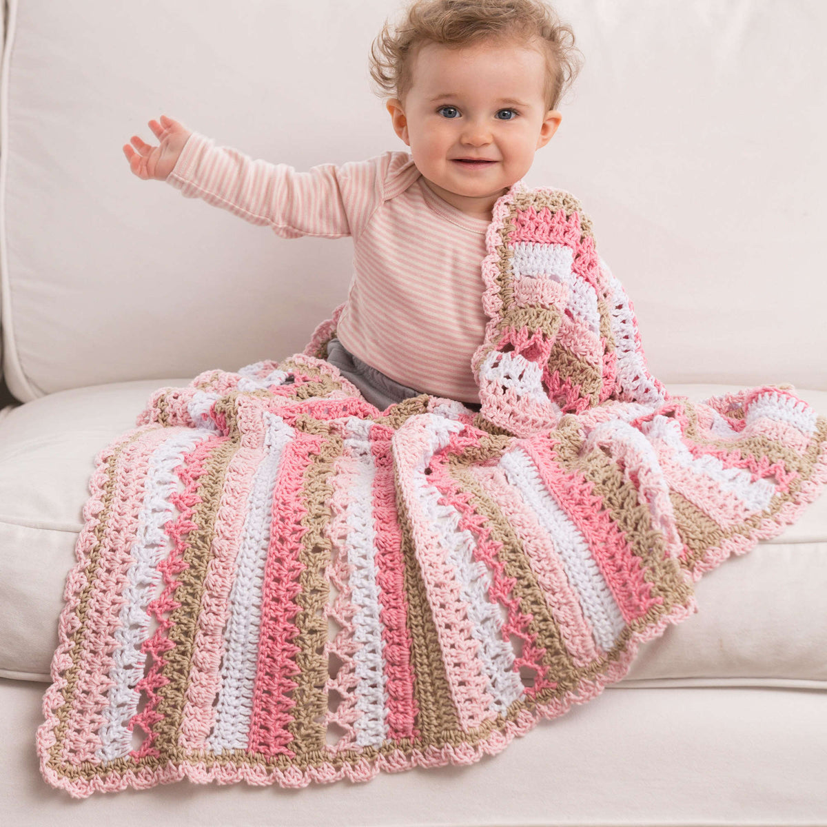 Crochet Blanket made in Red Heart Crème de la Crème Yarn