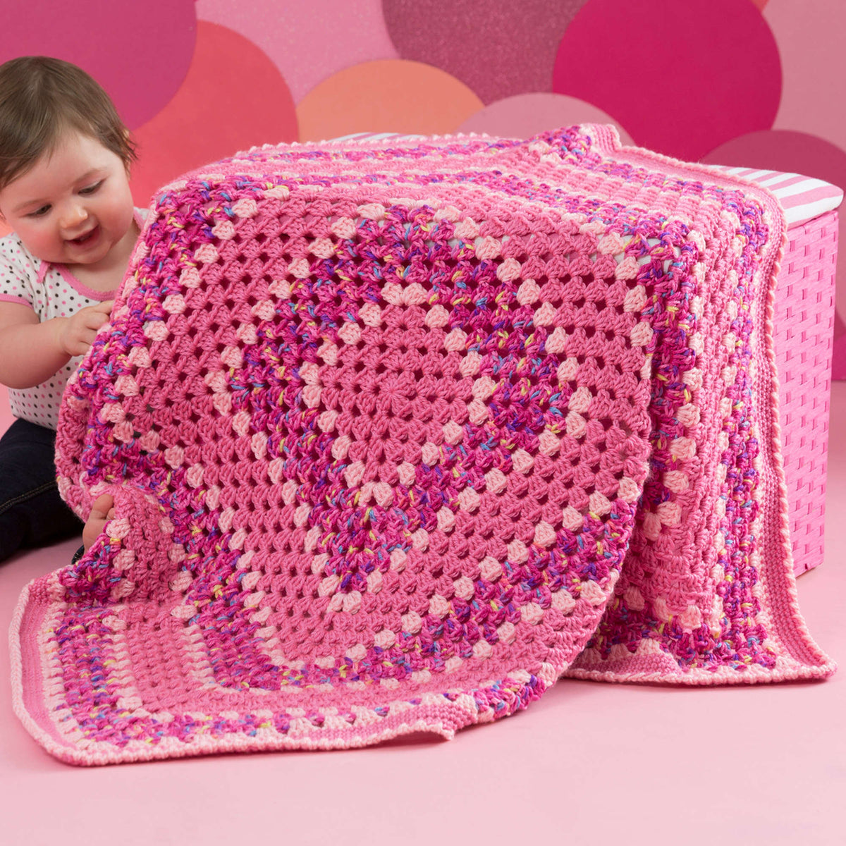 Crochet Blanket made in Red Heart Soft Baby Steps Yarn