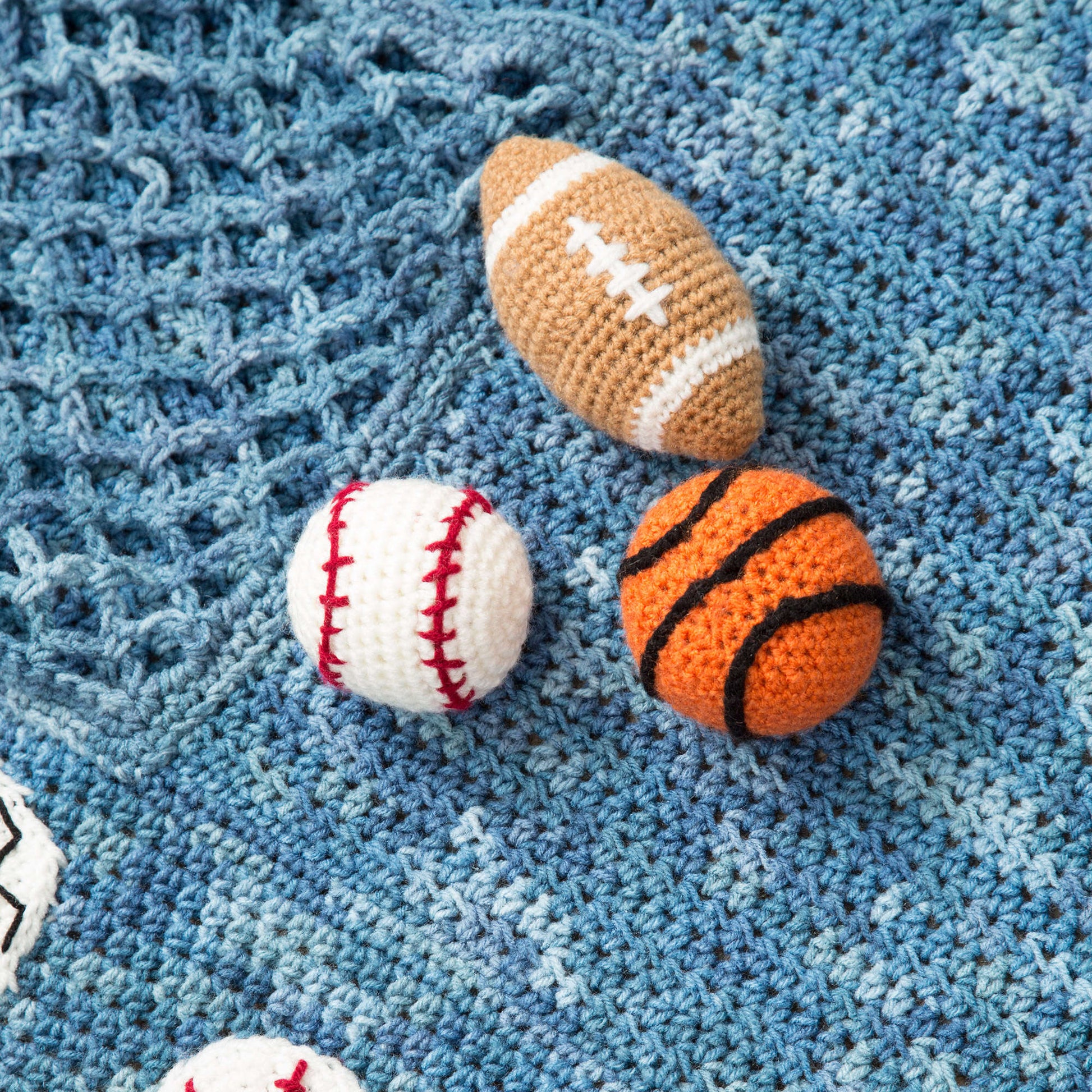 Free Red Heart Young Athlete Crochet Blanket And Rattles Pattern