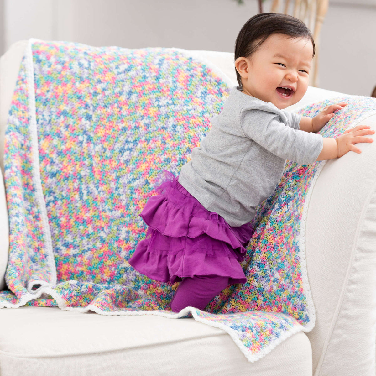 Crochet Blanket made in Red Heart Baby Sheen Yarn