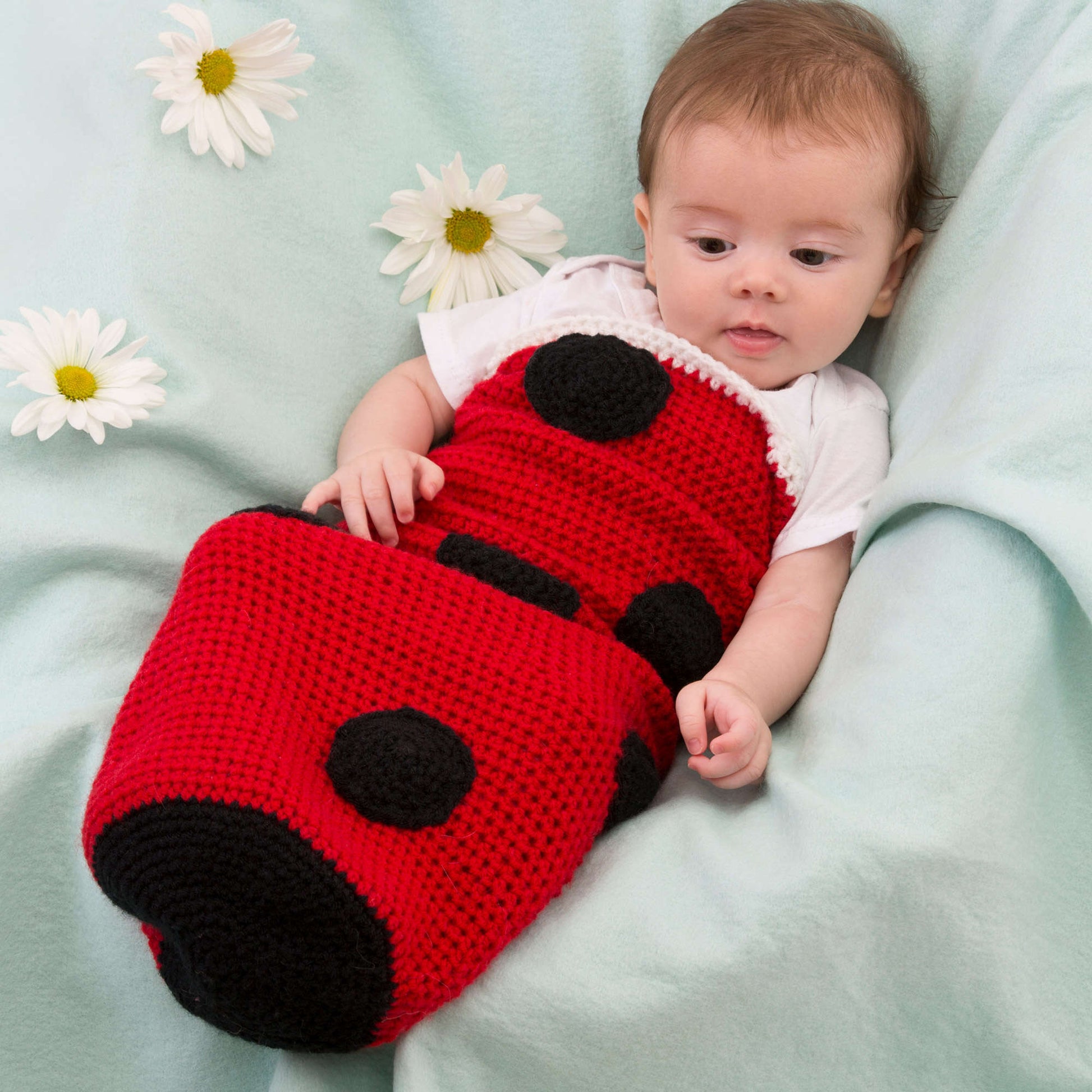 Free Red Heart Ladybug Baby Cocoon Crochet Pattern