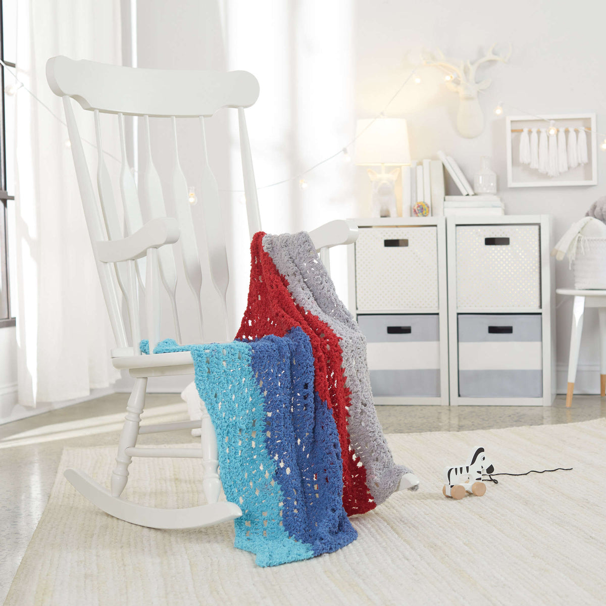 Crochet Blanket made in Red Heart Fleece Hugs Yarn