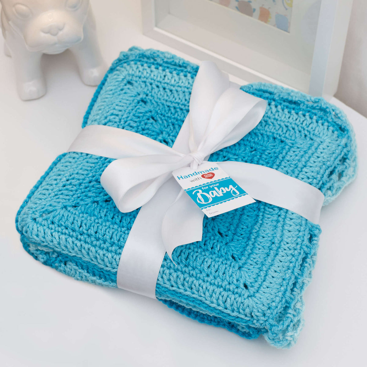 Crochet Blanket made in Red Heart Super Saver Ombre Yarn
