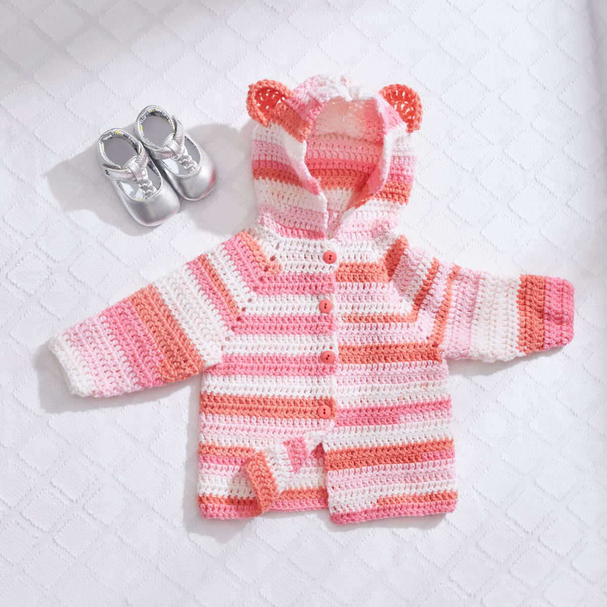 Crochet Sweater made in Red Heart Bunches of Hugs yarn