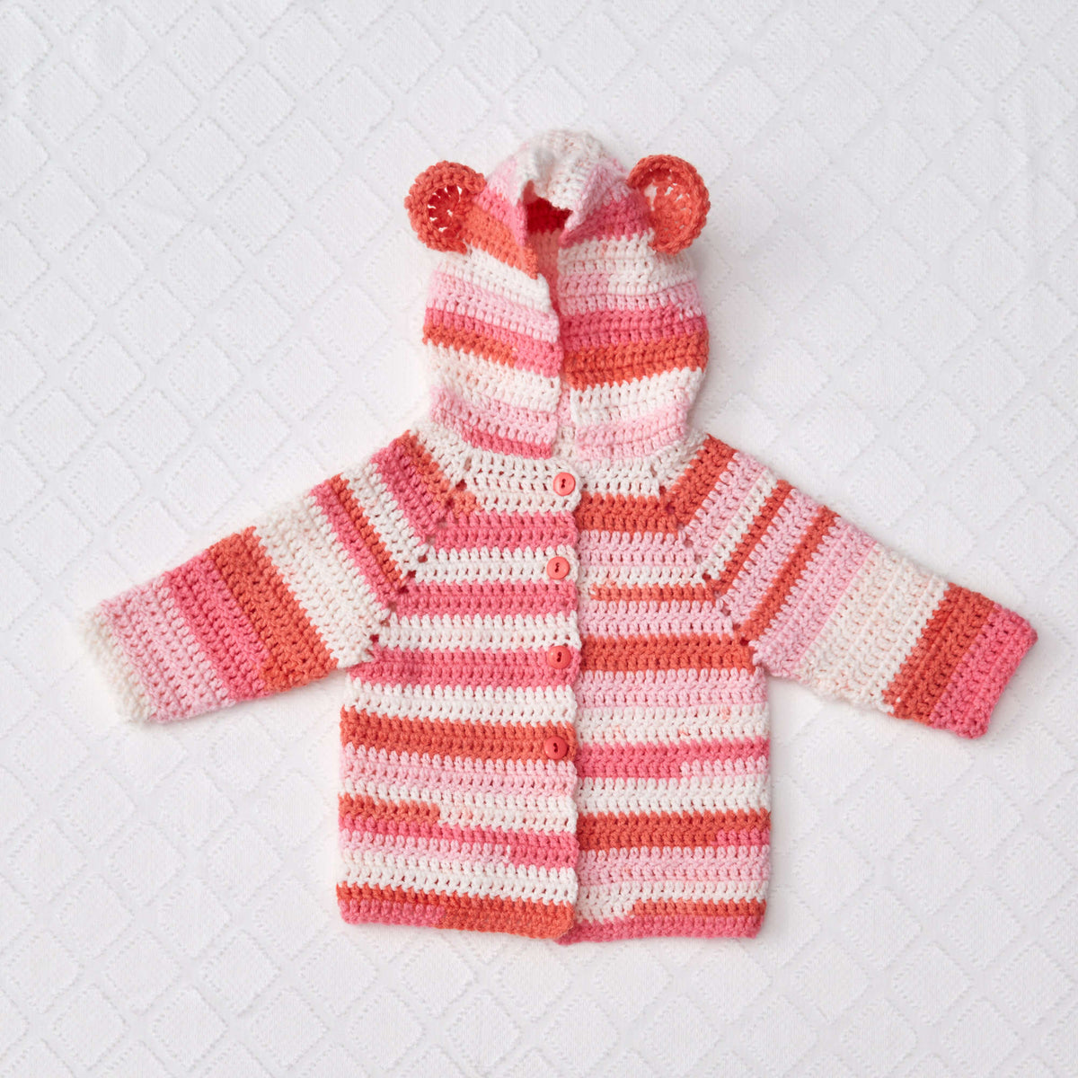 Crochet Sweater made in Red Heart Bunches of Hugs yarn