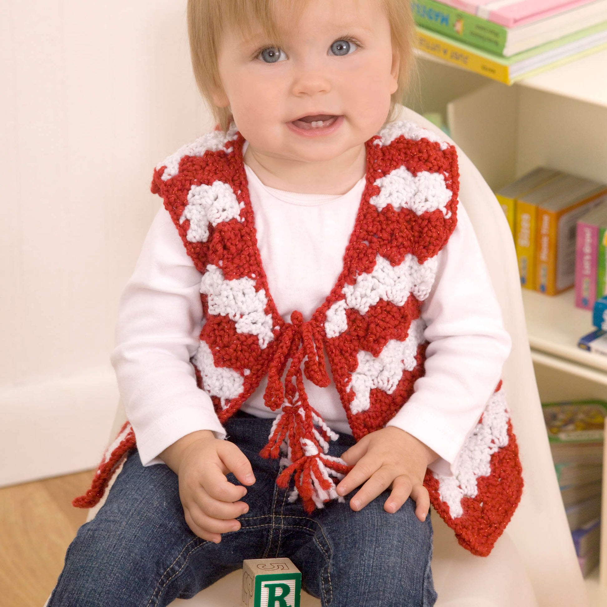 Free Red Heart Baby Candy Stripe Vest Crochet Pattern