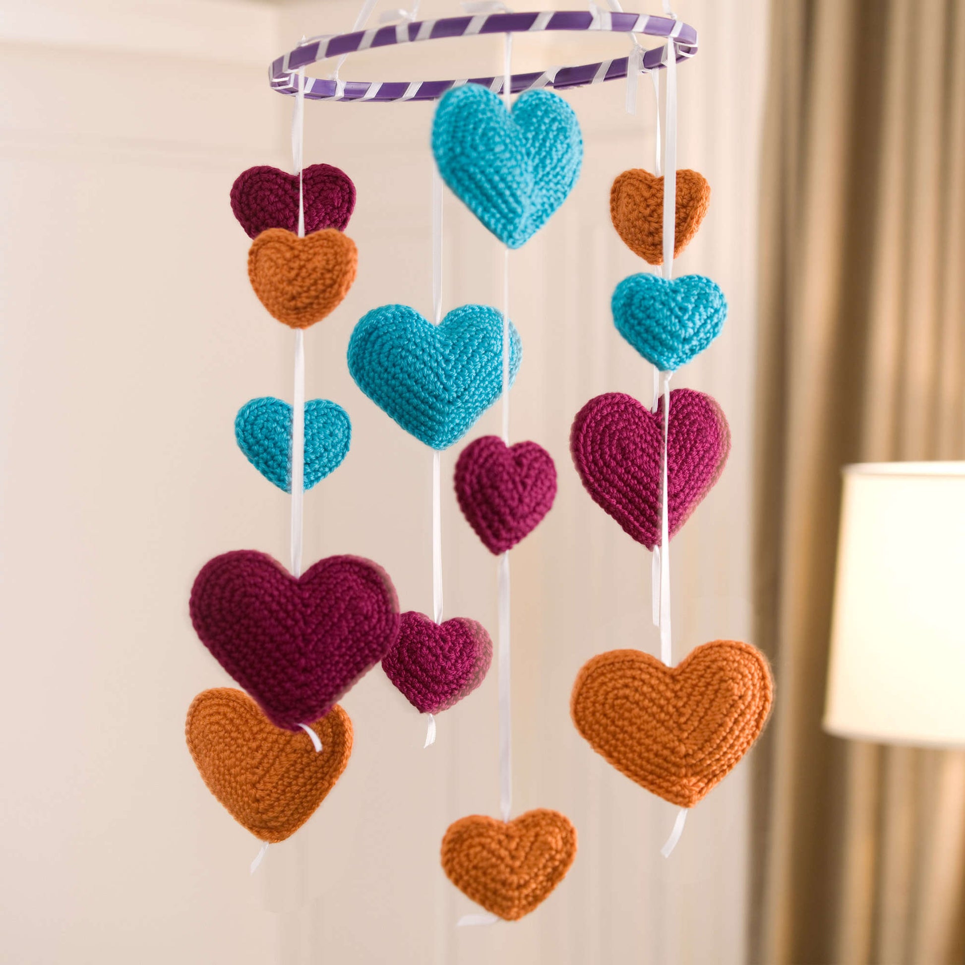 Free Red Heart Flying Hearts Mobile Crochet Pattern