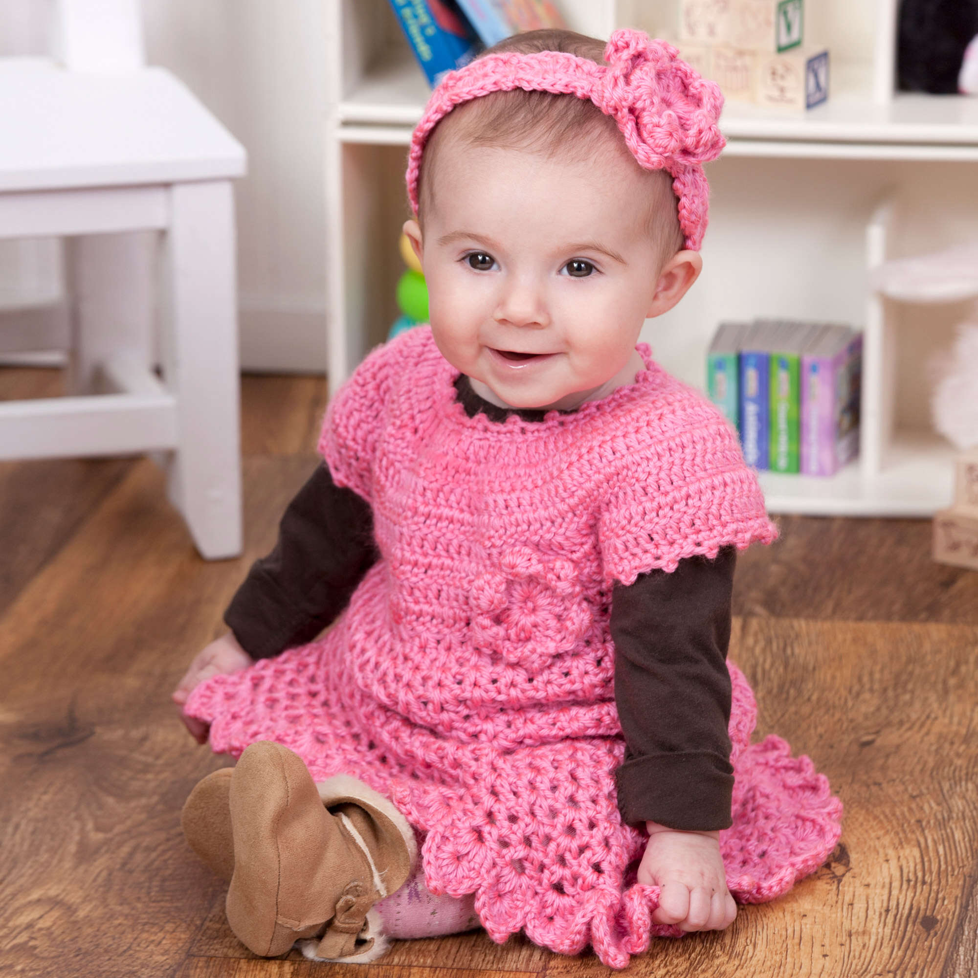 Free Red Heart Little Sweetie Dress & Headband Crochet Pattern | Yarnspirations Free Red Heart Little Sweetie Dress & Headband Crochet Pattern | Yarnspirations