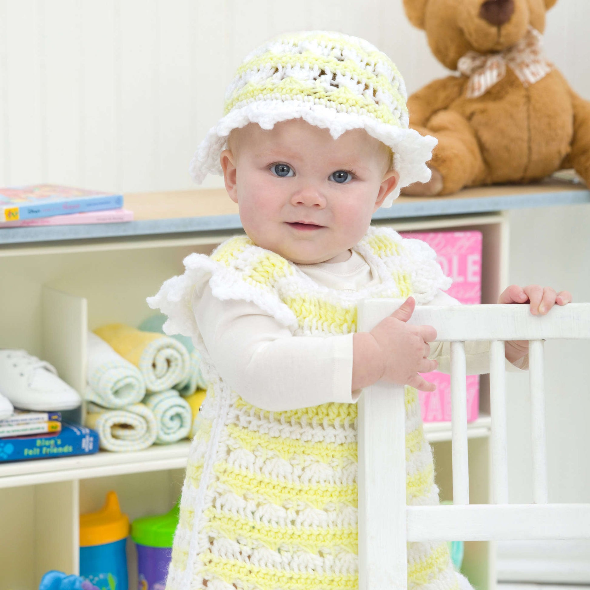 Free Red Heart Springtime Baby Dress And Hat Crochet Pattern