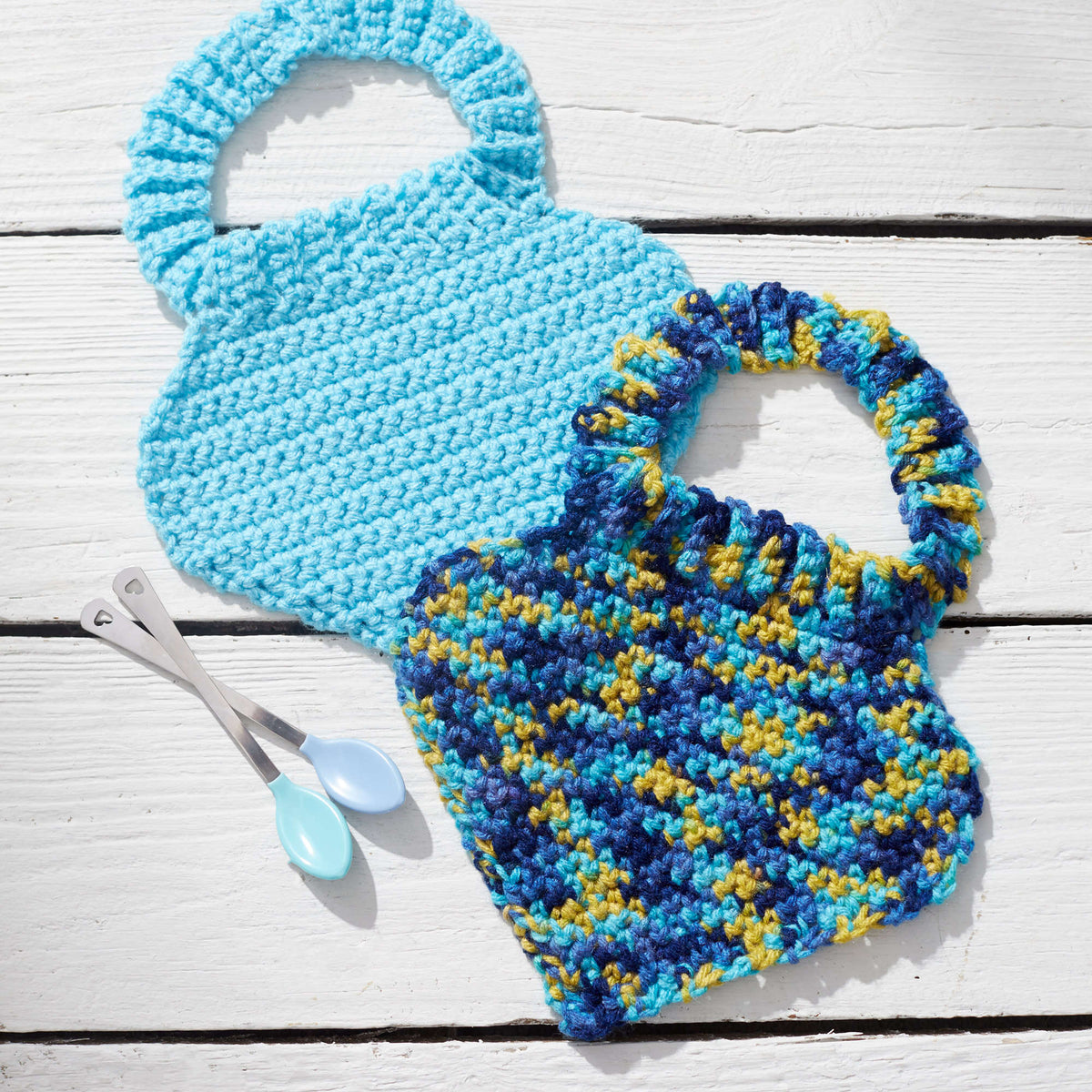 Crochet Bib made in Red Heart Baby Hugs Medium Yarn