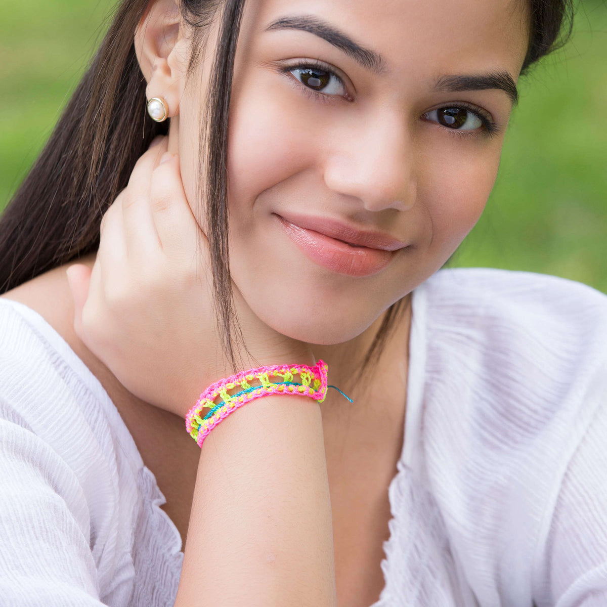 Crochet Bracelet made in Red Heart Sizzle Yarn
