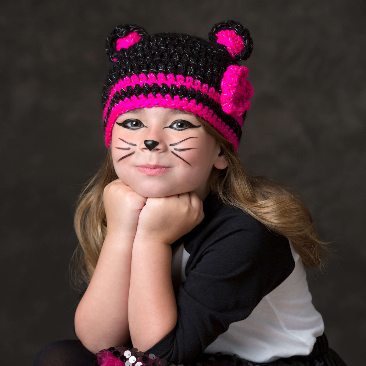 Crochet Hat made in Red Heart Reflective Yarn