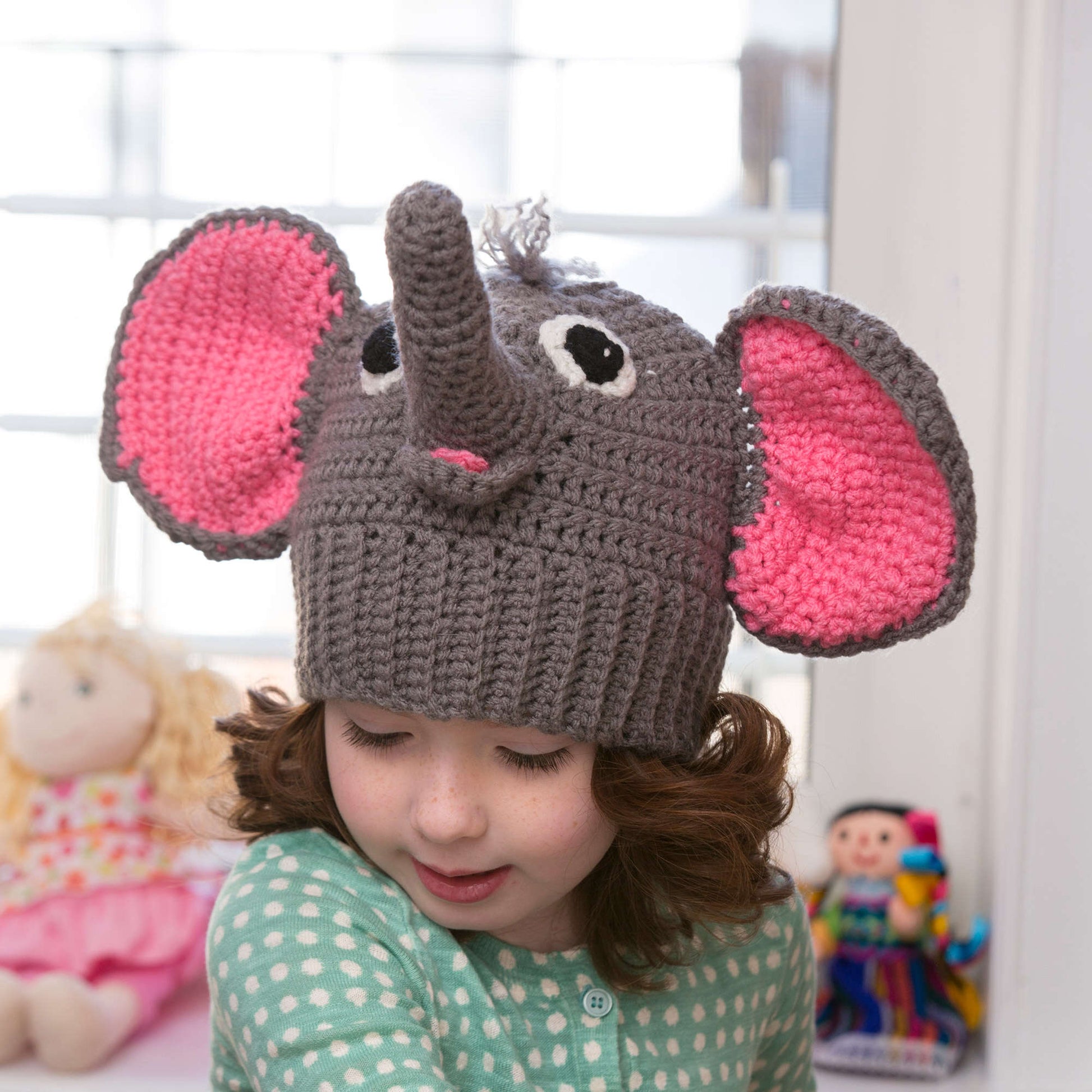 Free Red Heart Elephant Hat Crochet Pattern