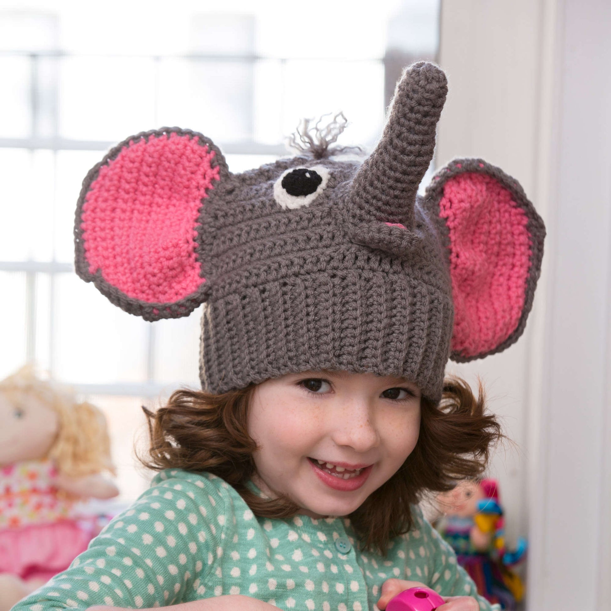 Free Red Heart Elephant Hat Crochet Pattern