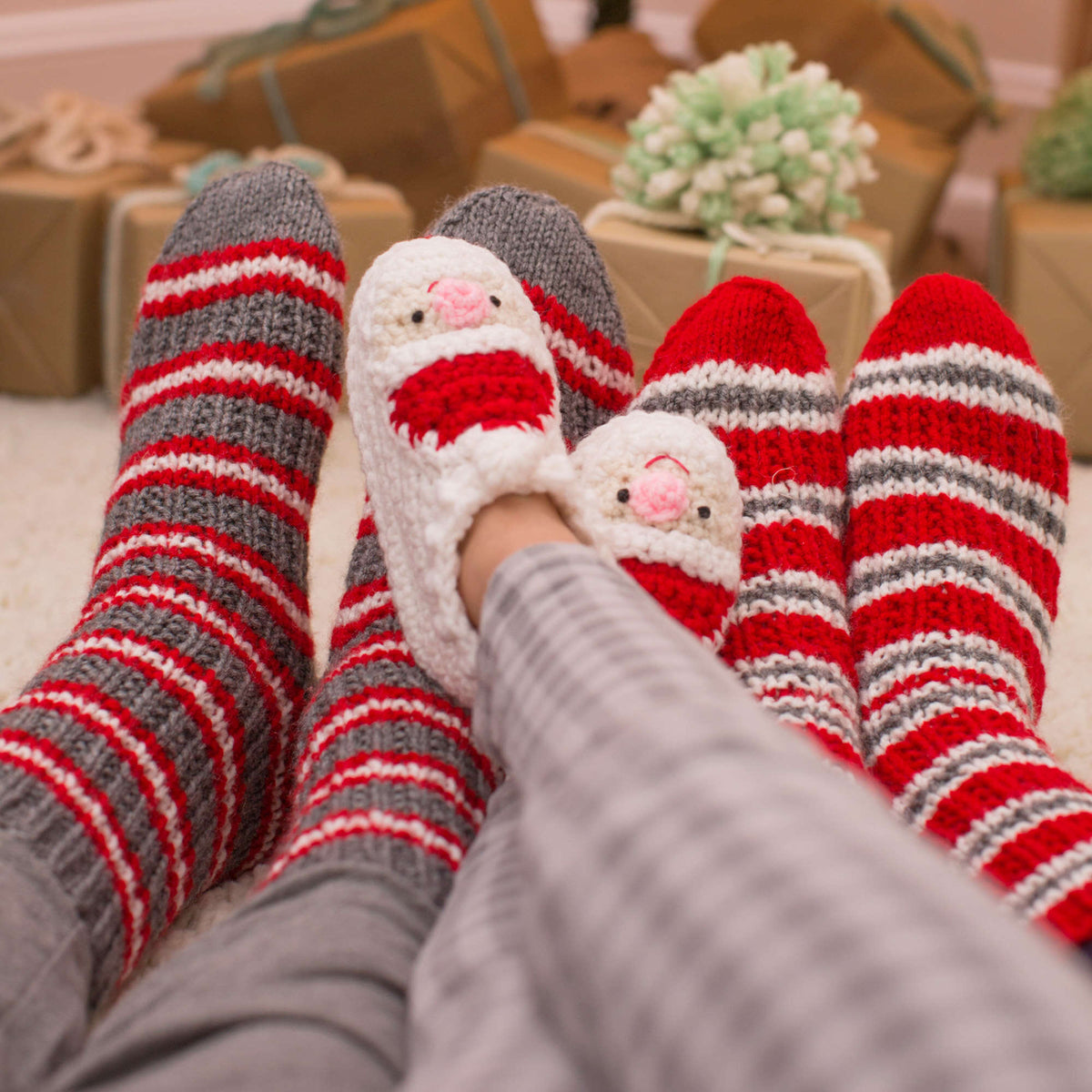 Crochet Slippers made in Red Heart Super Saver Yarn