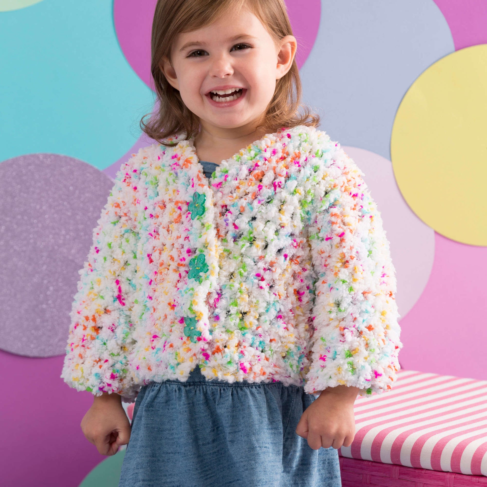 Free Red Heart Button Up Toddler Cardie Crochet Pattern