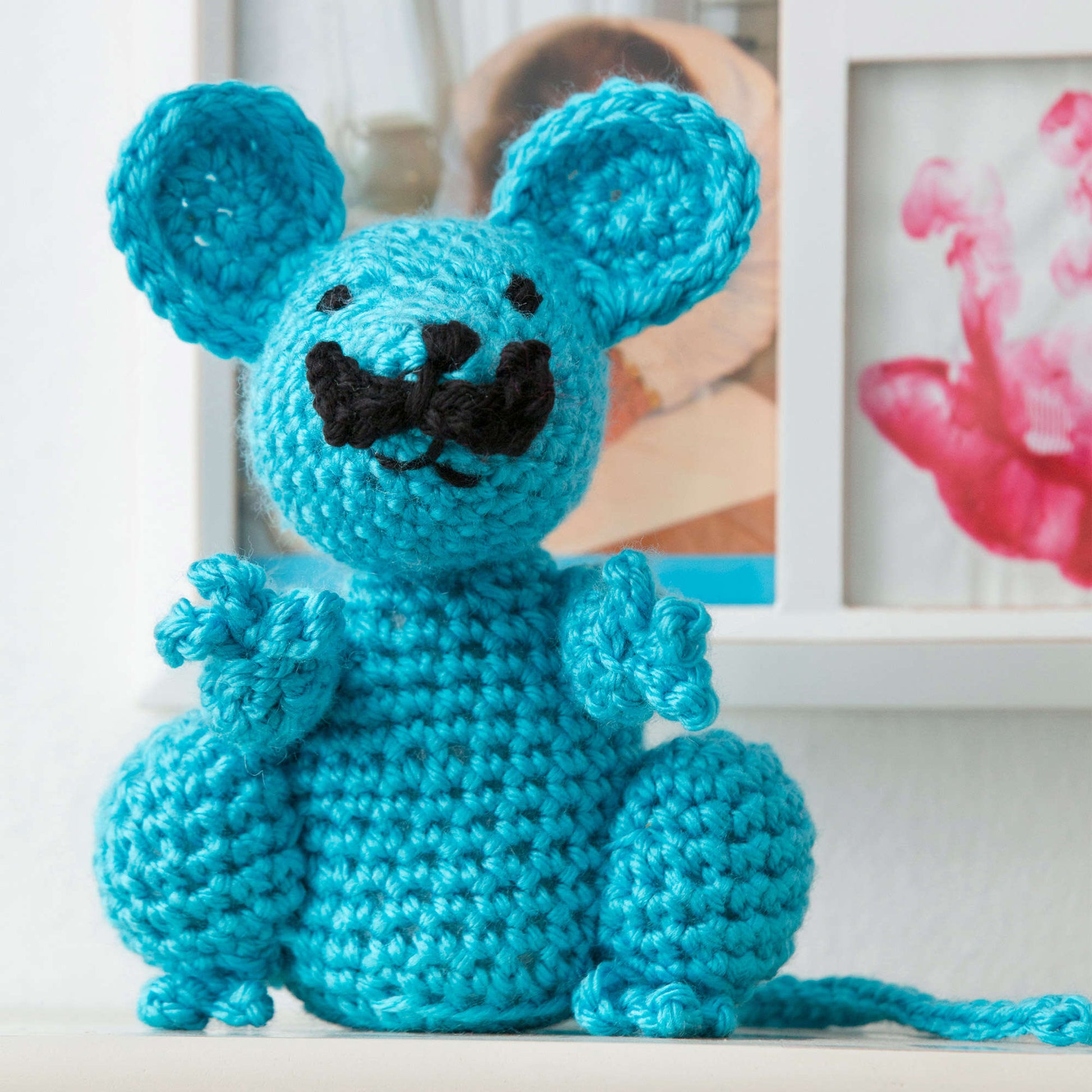 Free Red Heart Mustachio Mouse Crochet Pattern