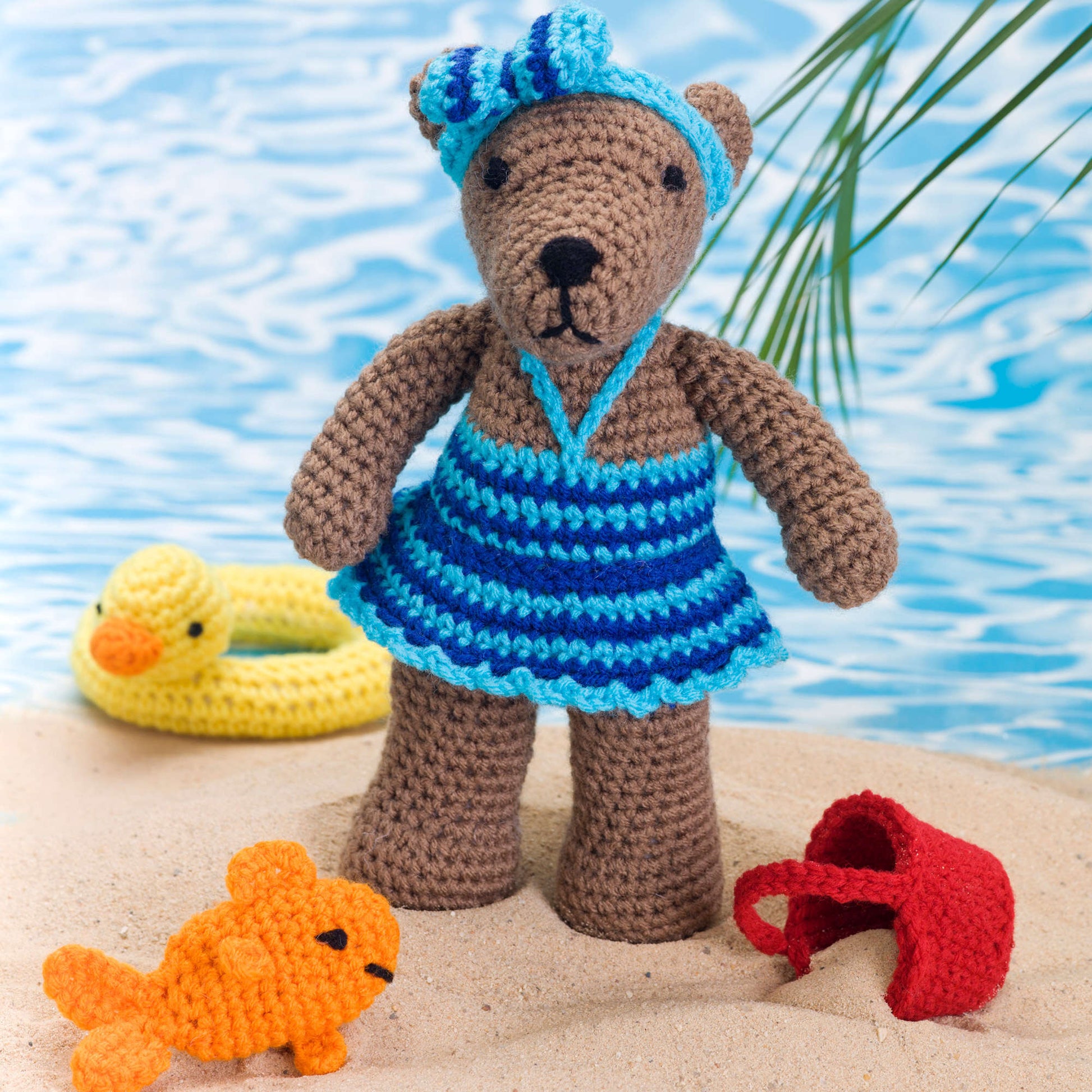 Free Red Heart Beach Bear Rita Crochet Pattern