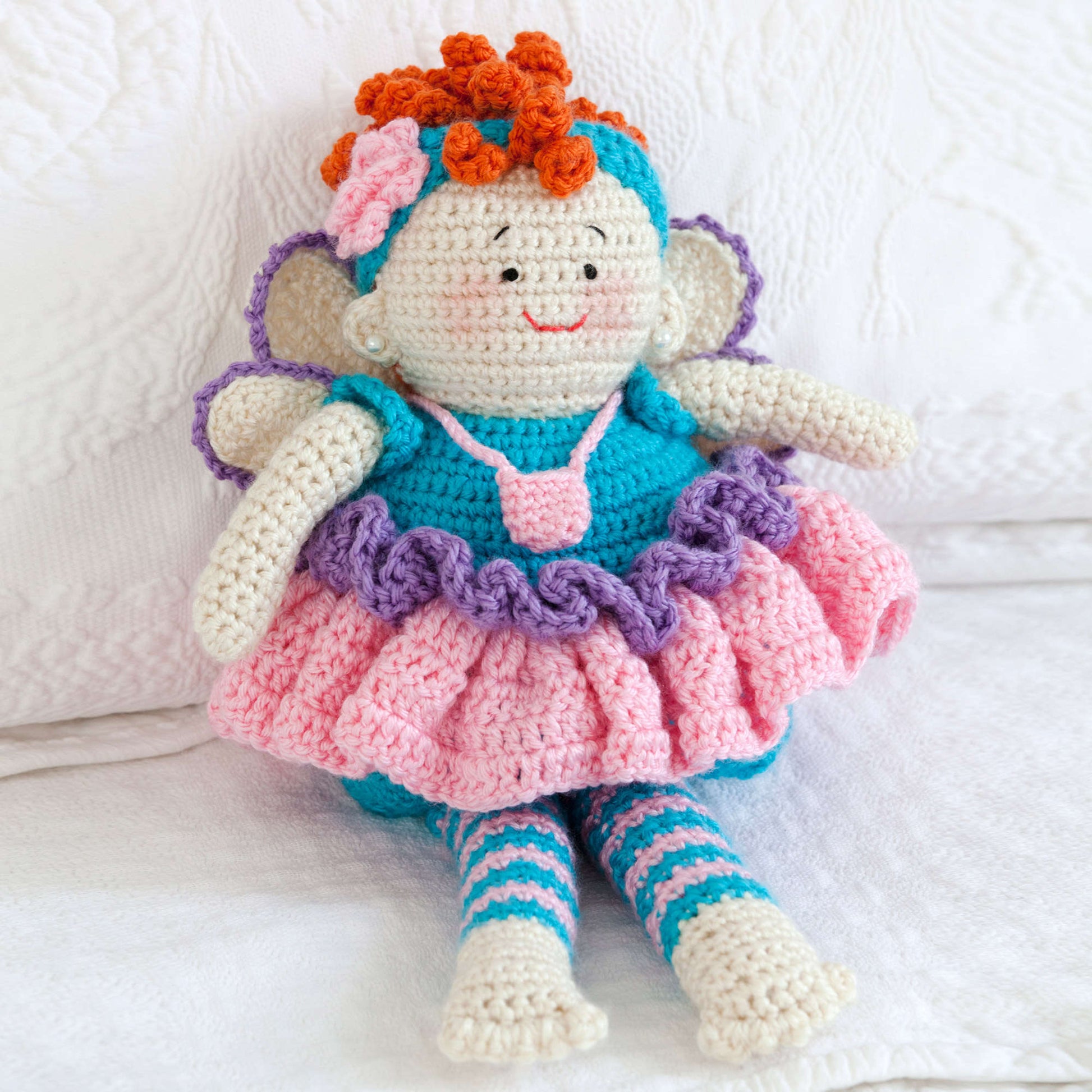 Free Red Heart Tooth Fairy Doll Crochet Pattern