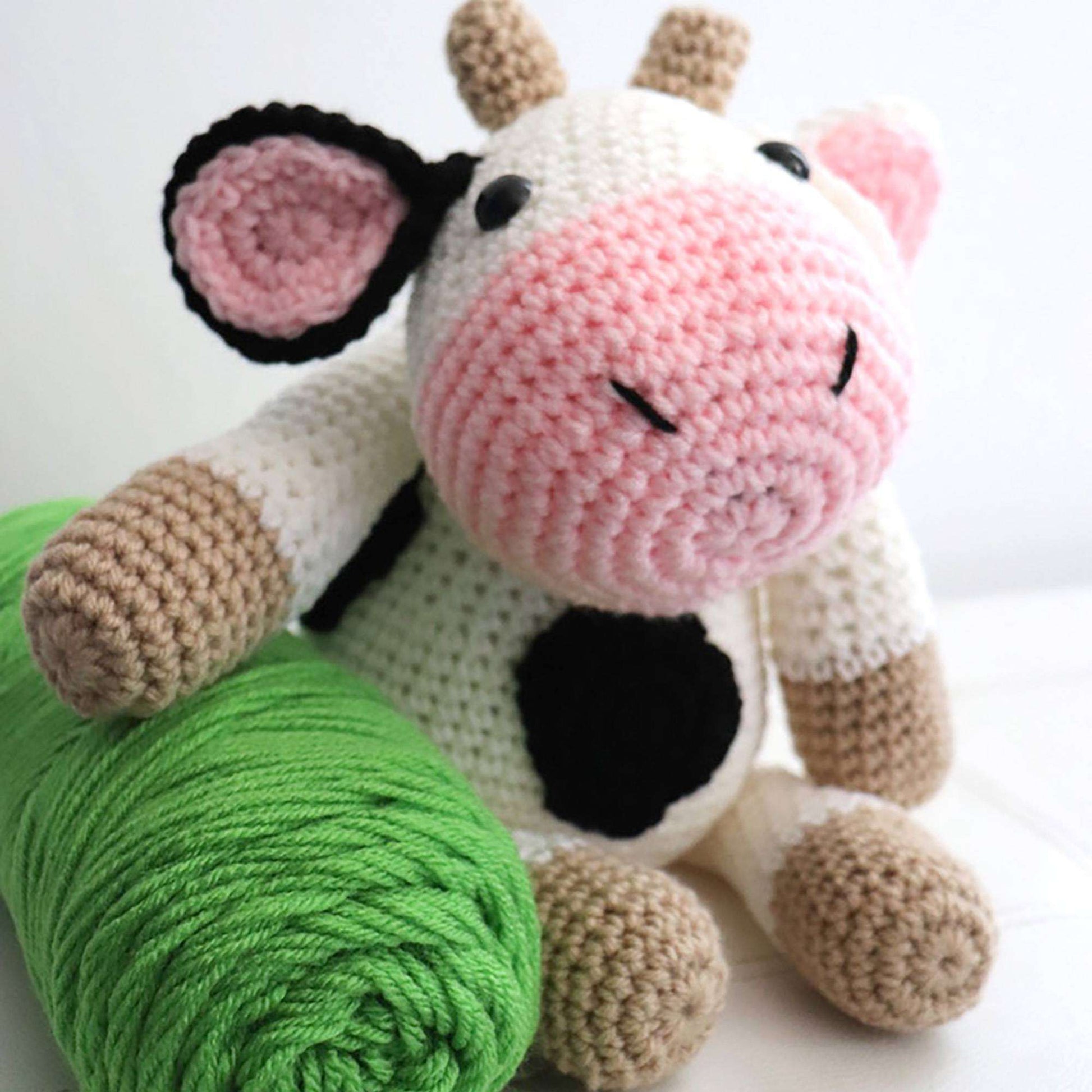 Free Red Heart Crochet Cow Stuffie Pattern