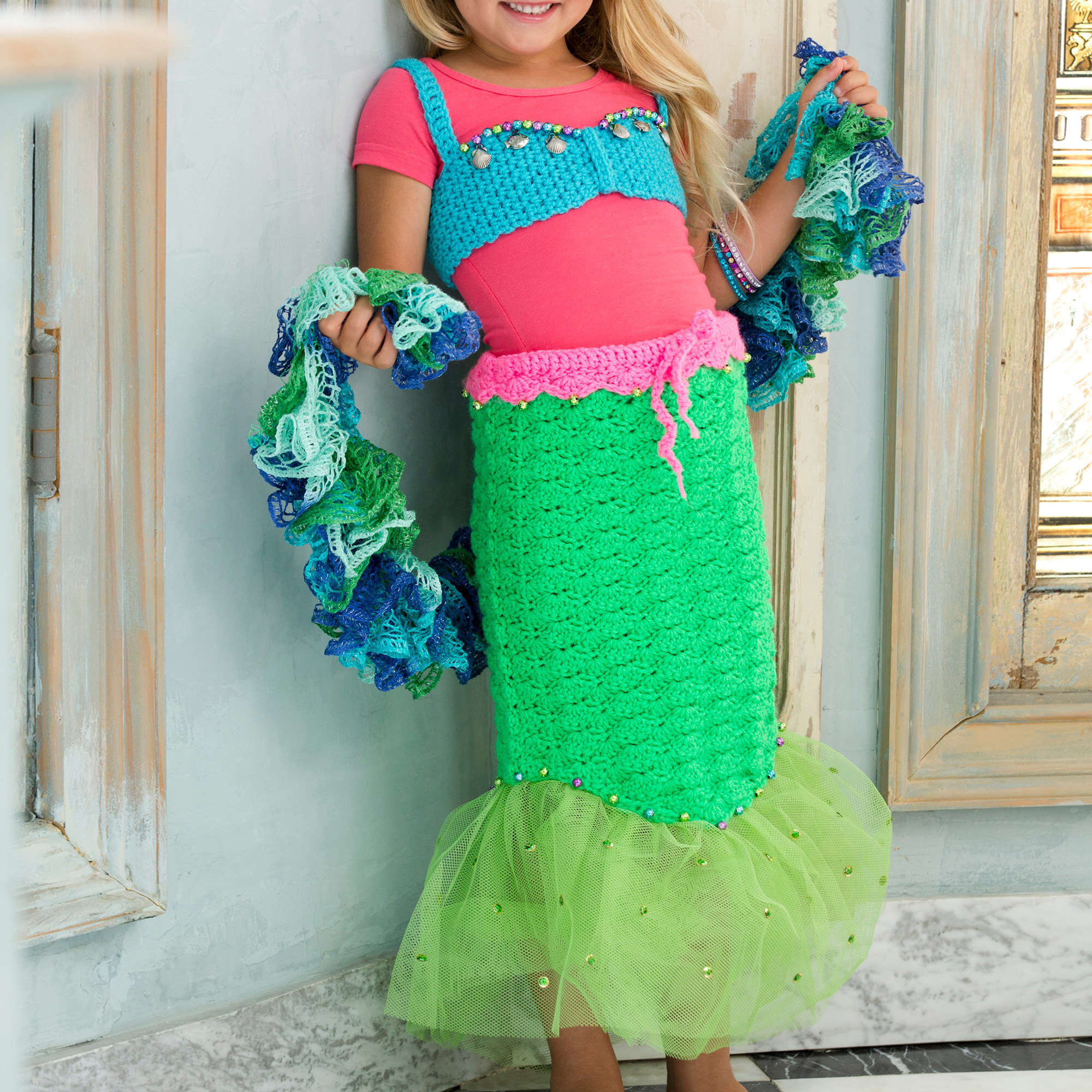 Free Red Heart Petite Mermaid Costume Crochet Pattern | Yarnspirations Free Red Heart Petite Mermaid Costume Crochet Pattern | Yarnspirations