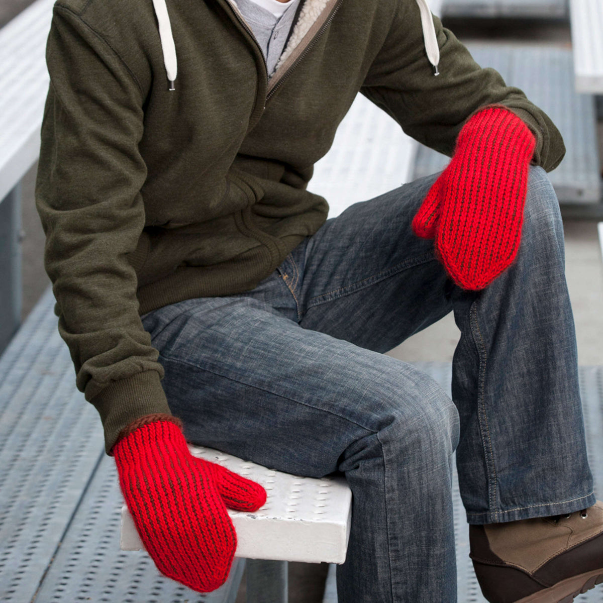 Crochet Mittens made in Red Heart Full O' Sheep Yarn