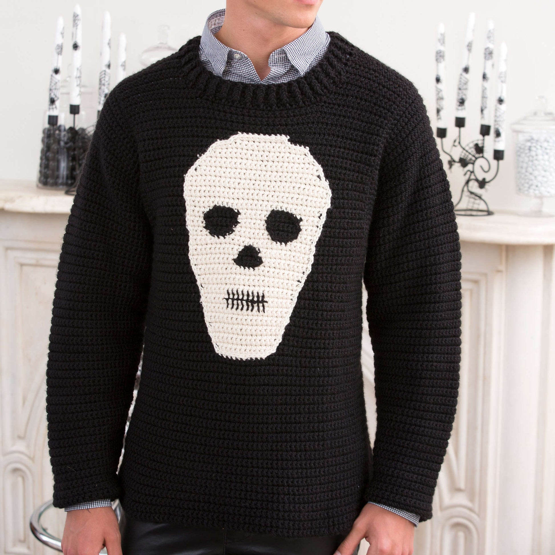 Free Red Heart Skull Sweater Crochet Pattern