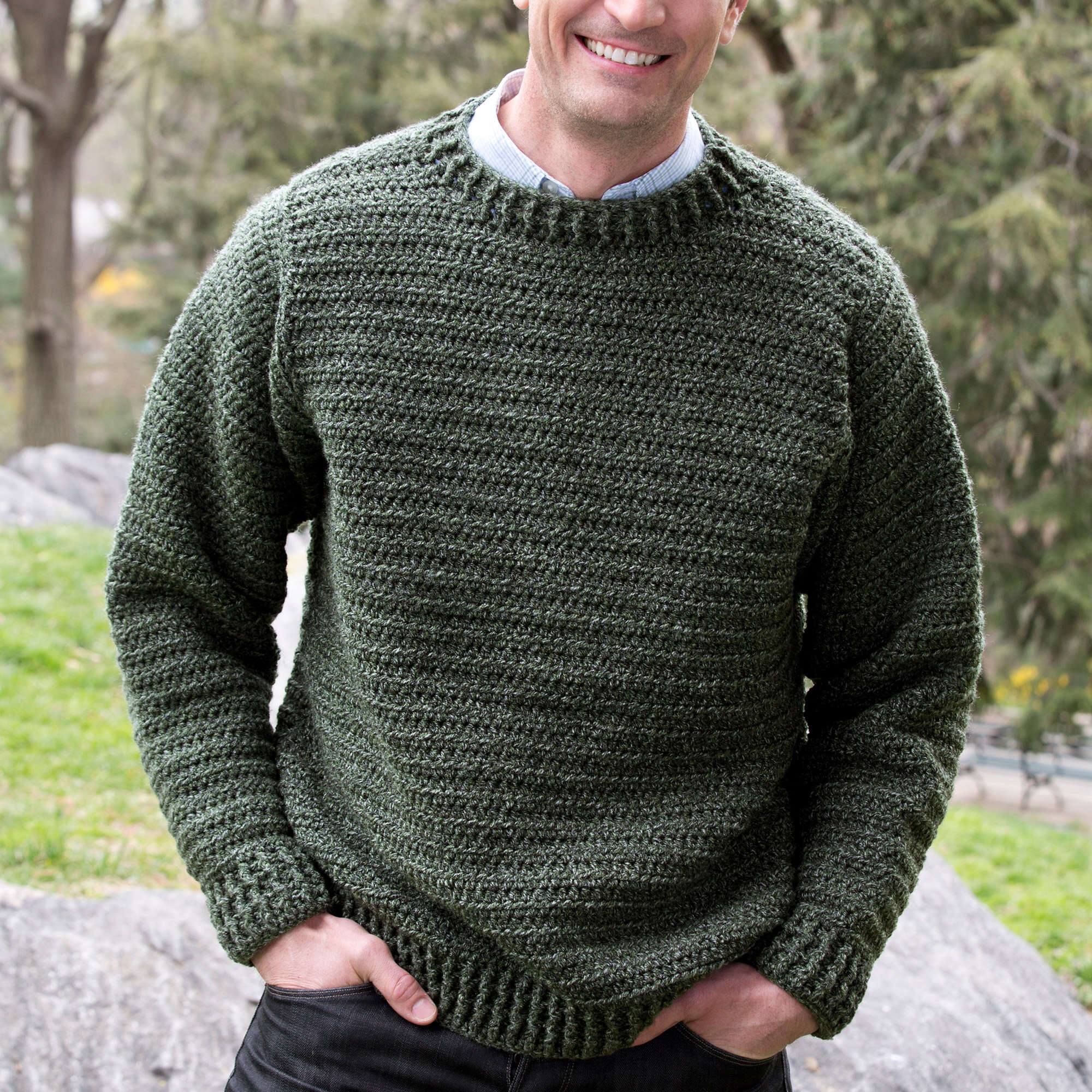 Free Red Heart Father Pullover Pattern