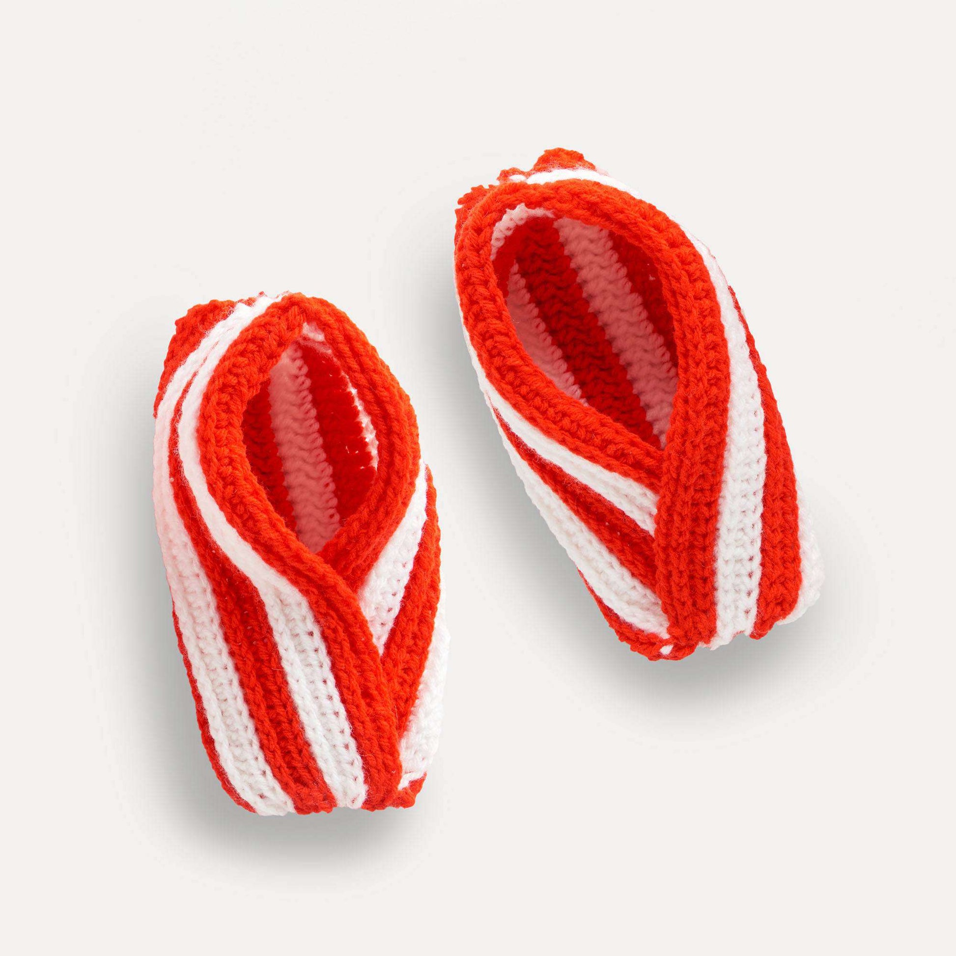 Free Red Heart Crochet Peppermint Stripe Guest Slippers Pattern